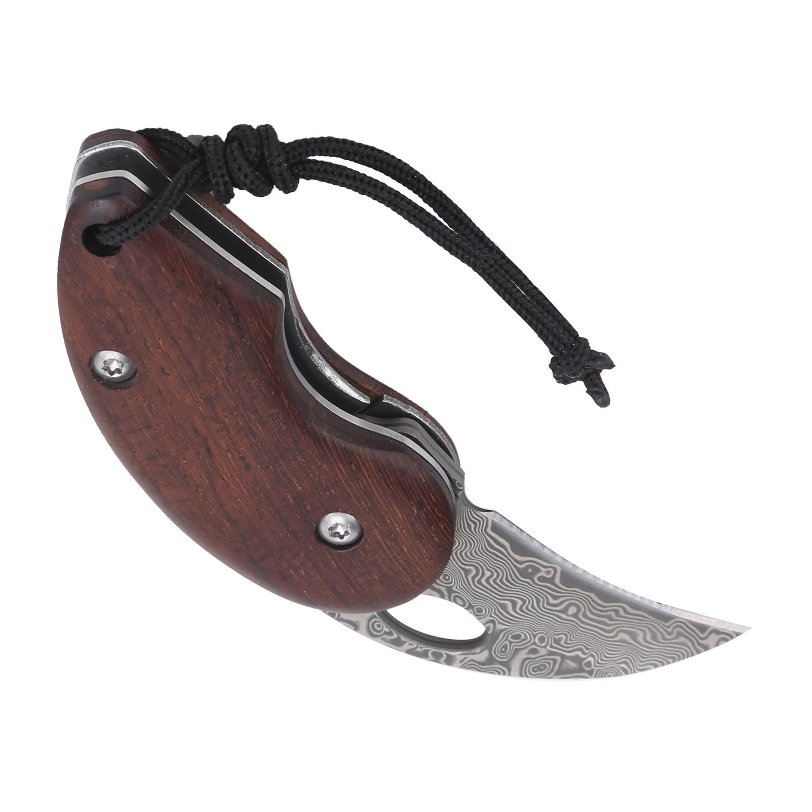 Mini-klappmesser Für Den Außenbereich Mit Damaststahlklinge Und Sandelholzgriff, Inklusive Schutzhülle