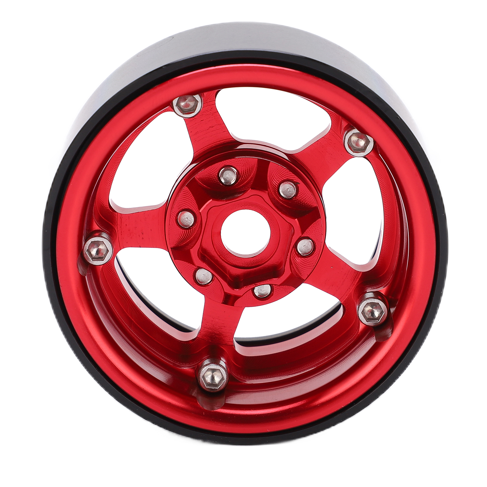 1,9 Zoll Beadlock-felgen Aus Aluminiumlegierung, 5 Löcher, Silber, Schmutzabweisend, Für Rc-reifen, Radnabe, Schwarz Und Rot.