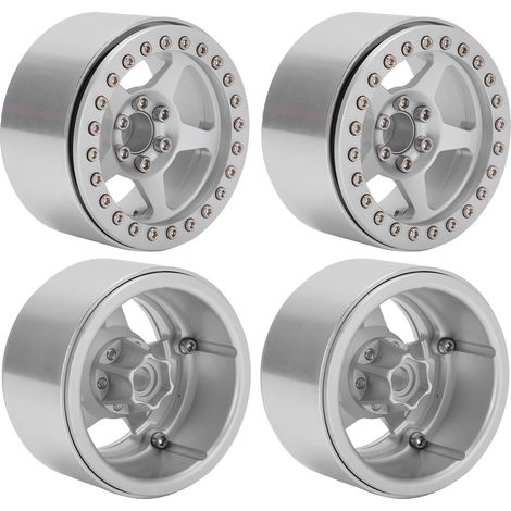 Satz Mit 4 Leichten Fünf-speichen-beadlock-felgen Aus Aluminiumlegierung Für Axial Scx10 90046 Micro-crawler (silbernes Rc-auto).