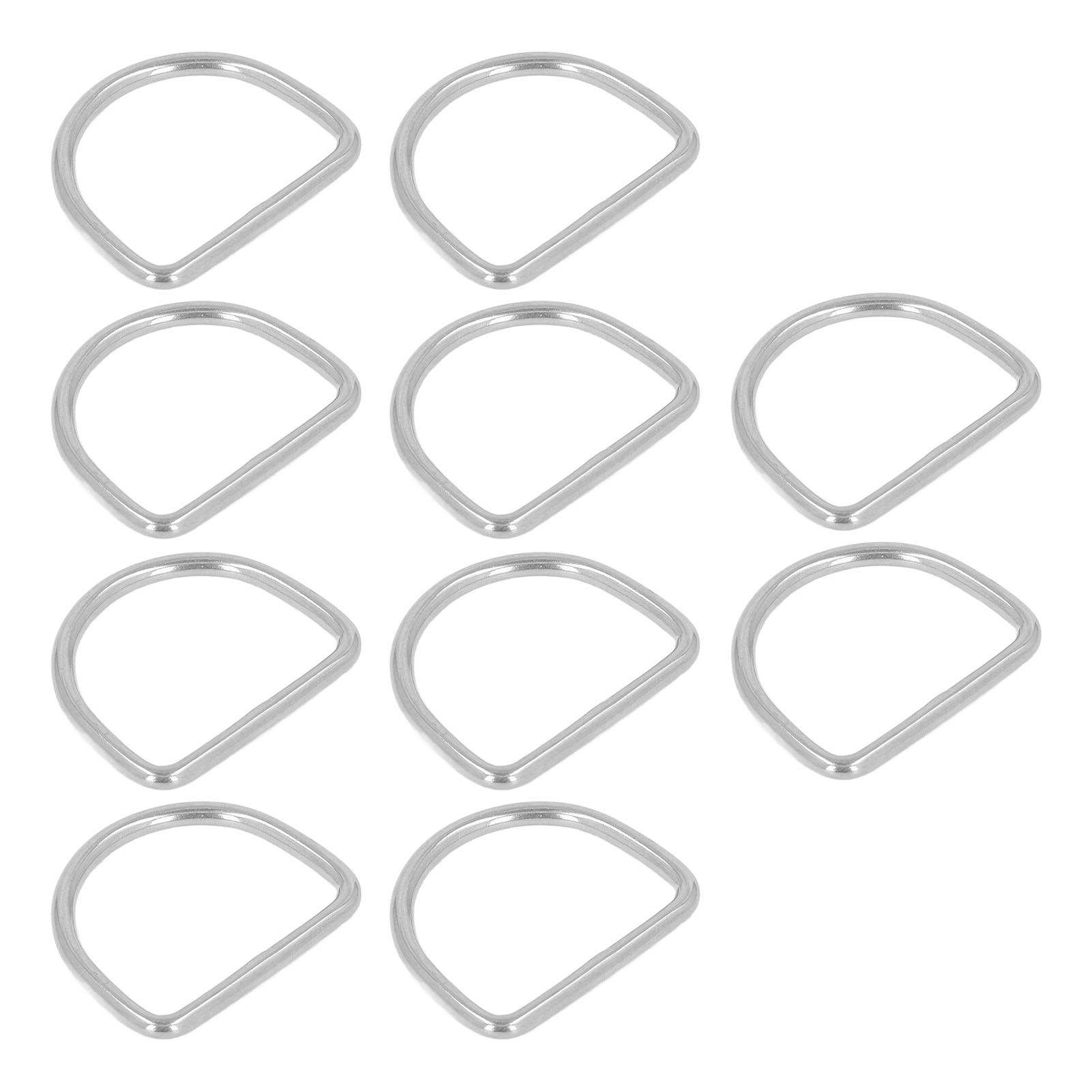 Set Mit 10 Nahtlos Geschweißten, Halbrunden D-ringen Aus 3 Mm Edelstahl, Geeignet Für Surfbretter Und Kajaks, Abmessungen 20 X 17 X 3 Mm