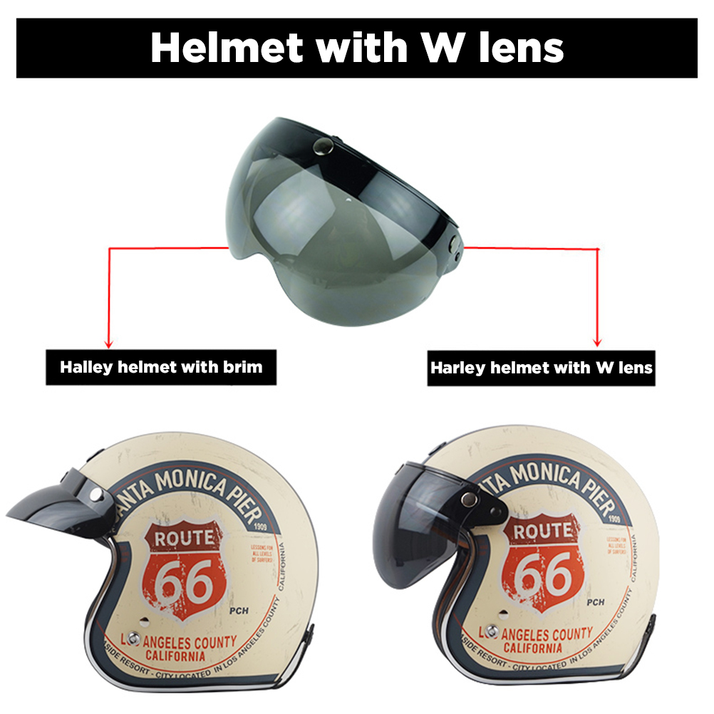 Universelles 3-snap-retro-helmvisier, Winddicht, Sonnenschutz, Halbgesichtsvisier Für Motorradhelme