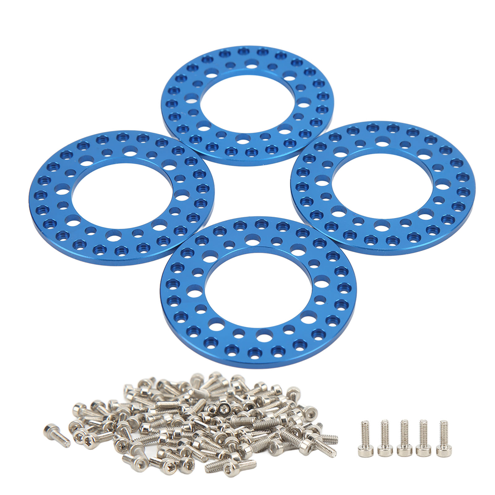 Satz Mit 4 1,9-zoll-außenringen Für Verbesserte Stabilität. Hergestellt Aus Cnc-gefräster Aluminiumlegierung. Außenringe Für 1:10 Rc-cars (blau).