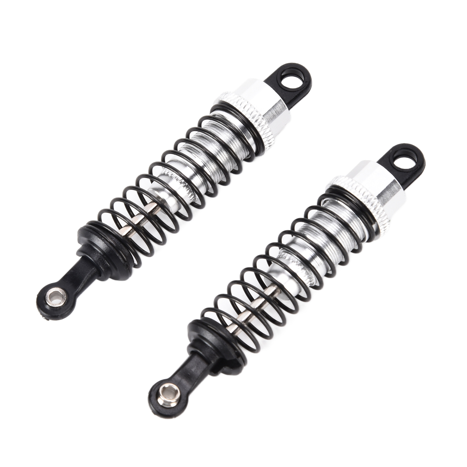 Set Aus 2 Stoßdämpfern Für 1/16 Rc-cars (vorne Und Hinten), Länge 73 Mm, Aus Aluminiumlegierung, Silberfarben.