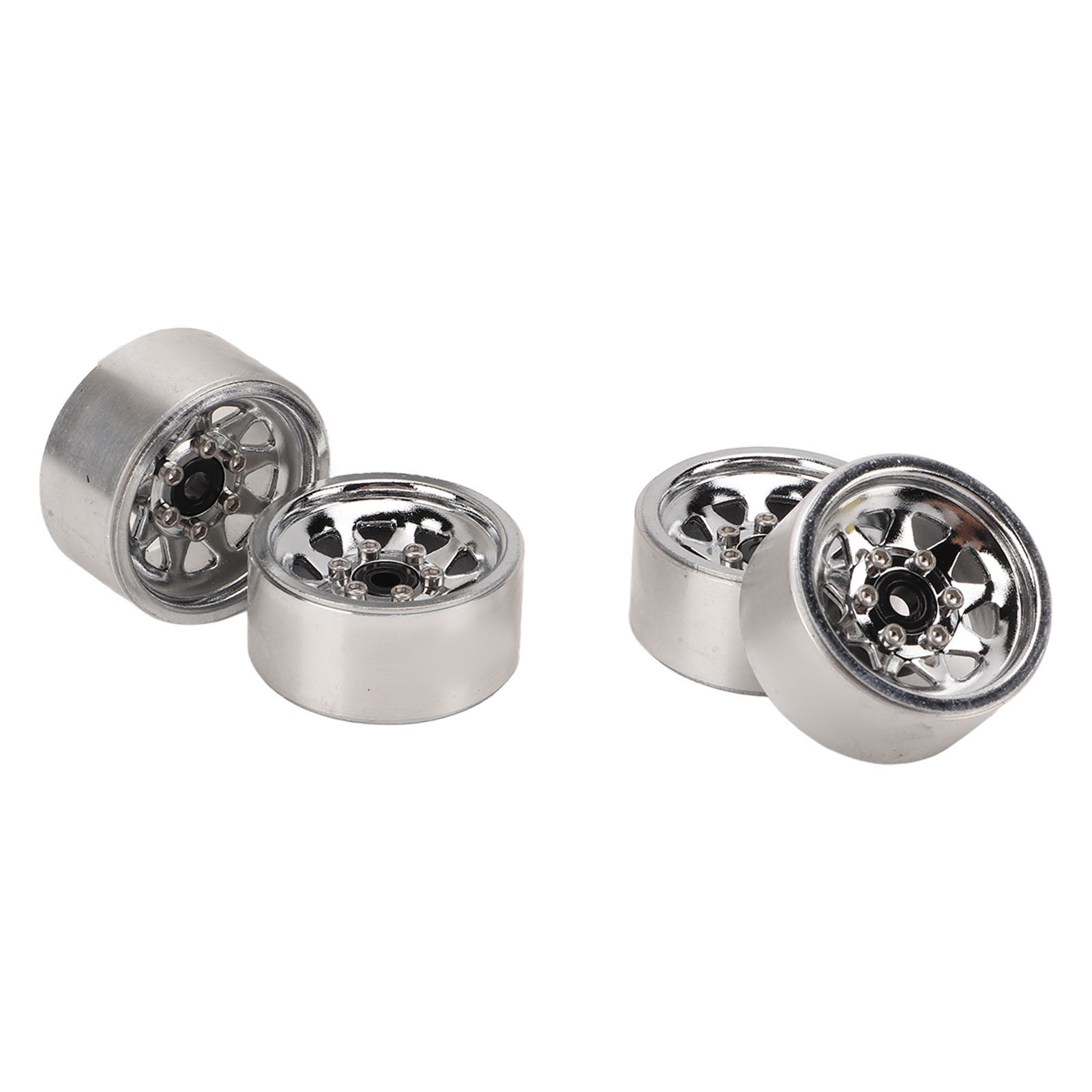 Set Mit 4 Universellen Und Leichten 2,5 Cm (1 Zoll) Großen Ersatz-metallfelgen Für Rc-autos, Silberfarben.