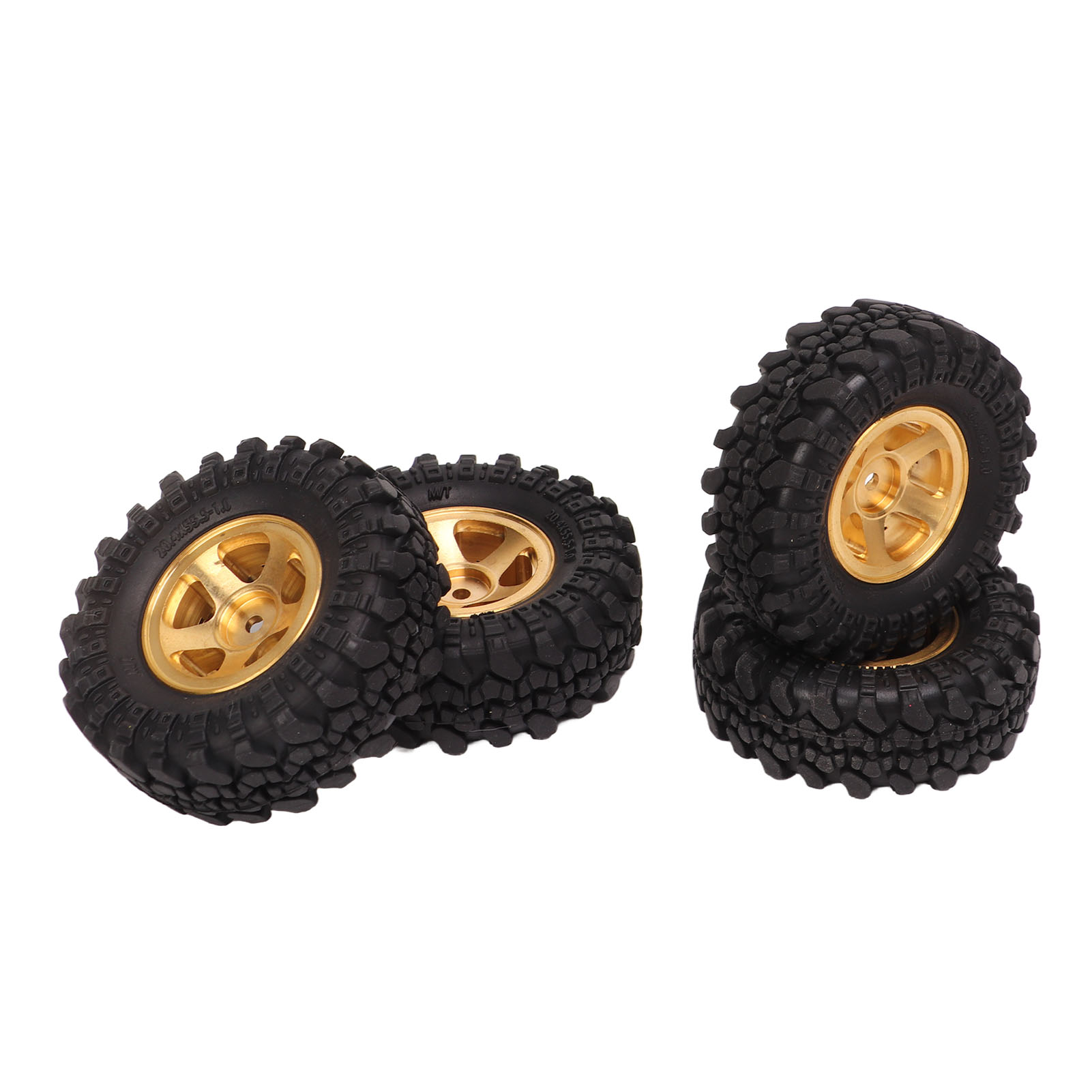 Zoll Rc-reifen Mit Messingnabe, Gummi, Für Fms Fcx24 1/18 1/24 Crawler (4er-set), Goldfarben.