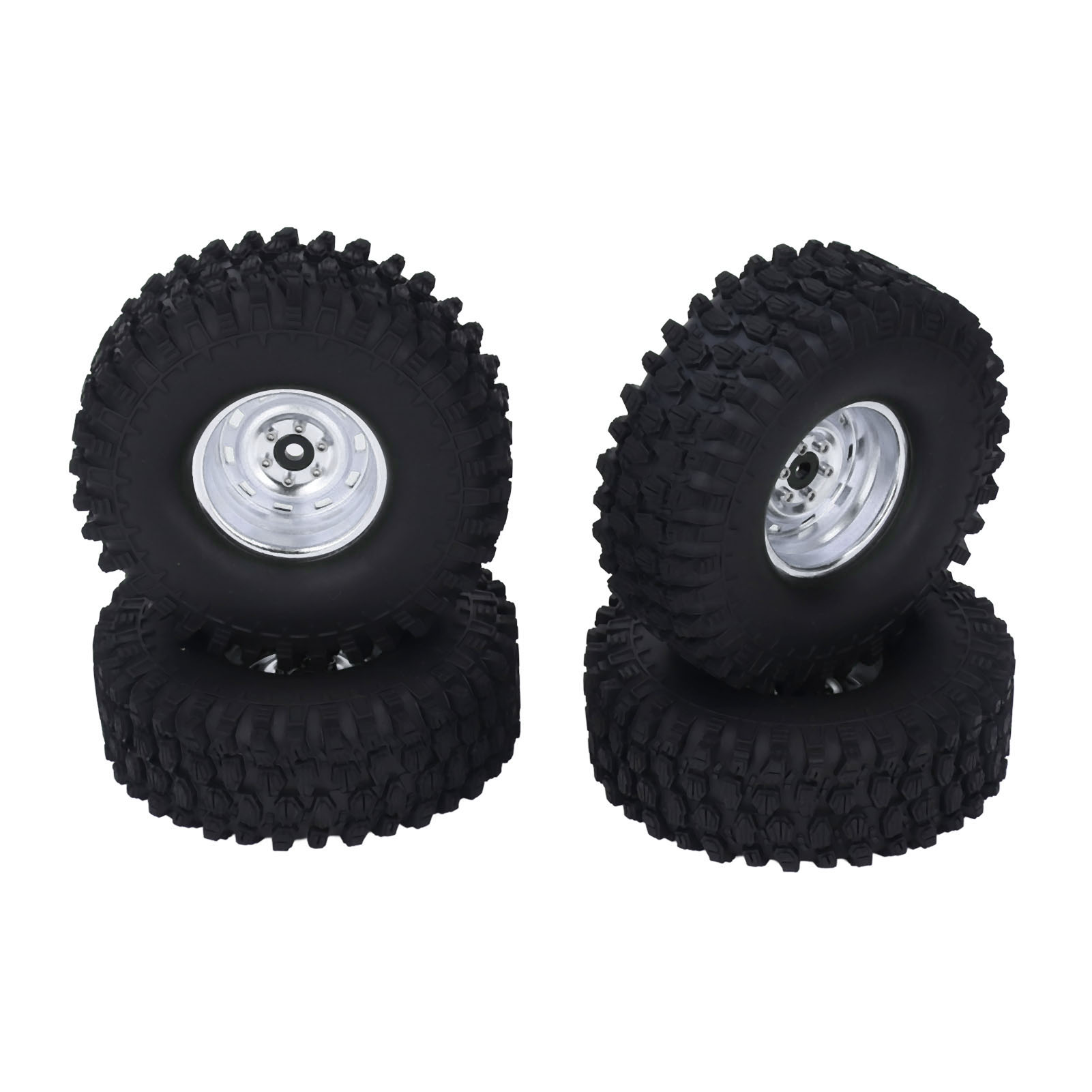 Rc-reifen (teile): Guter Grip, Verstärkte Dämpfung, Hohe Verschleißfestigkeit, Für Scx10 Und Trx4 1/10, Silberfarben.