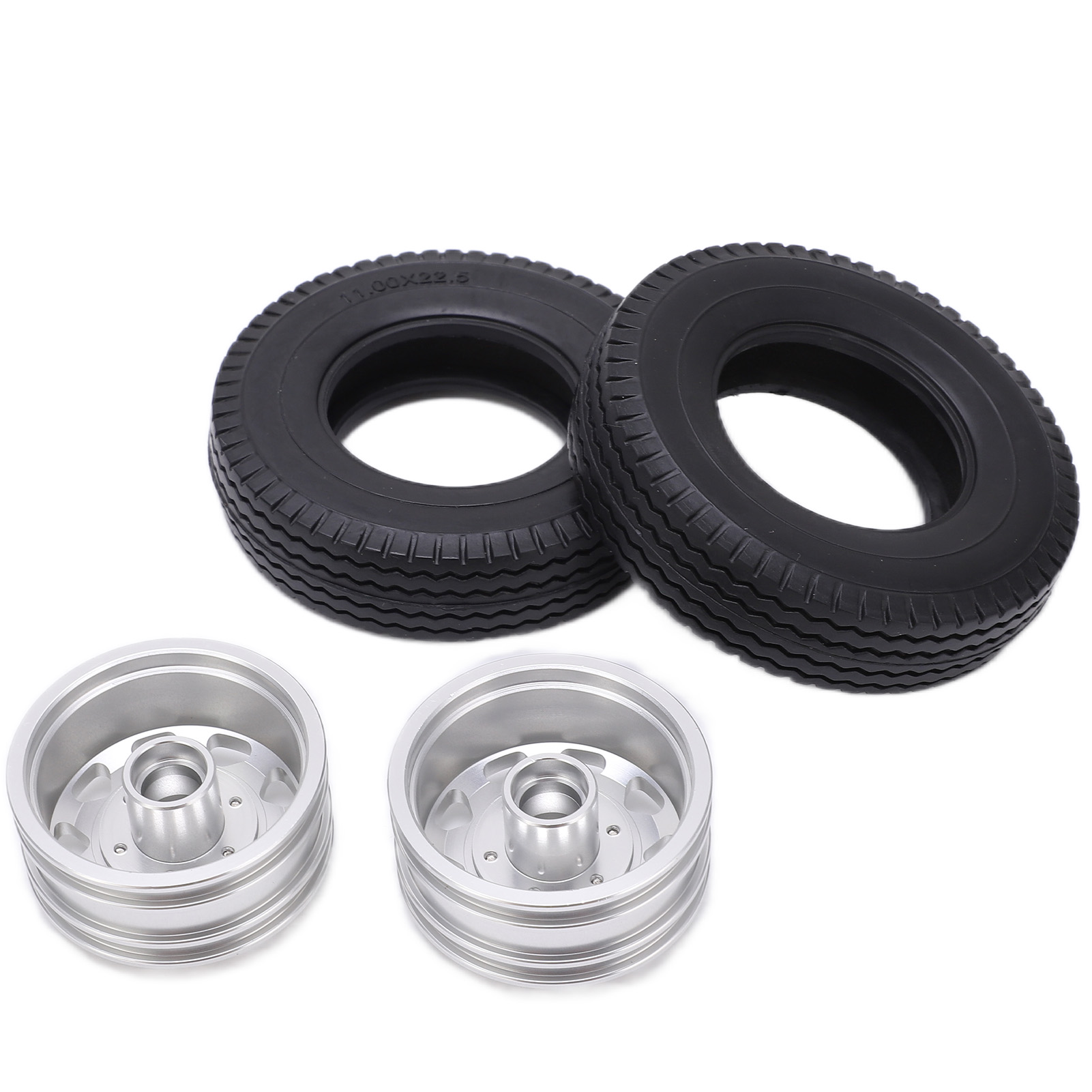 Metallene Vorderradnaben Mit 22 Mm Breiten Gummireifen Für Tamiya 1/14 Rc Sattelzugmaschine (silber)