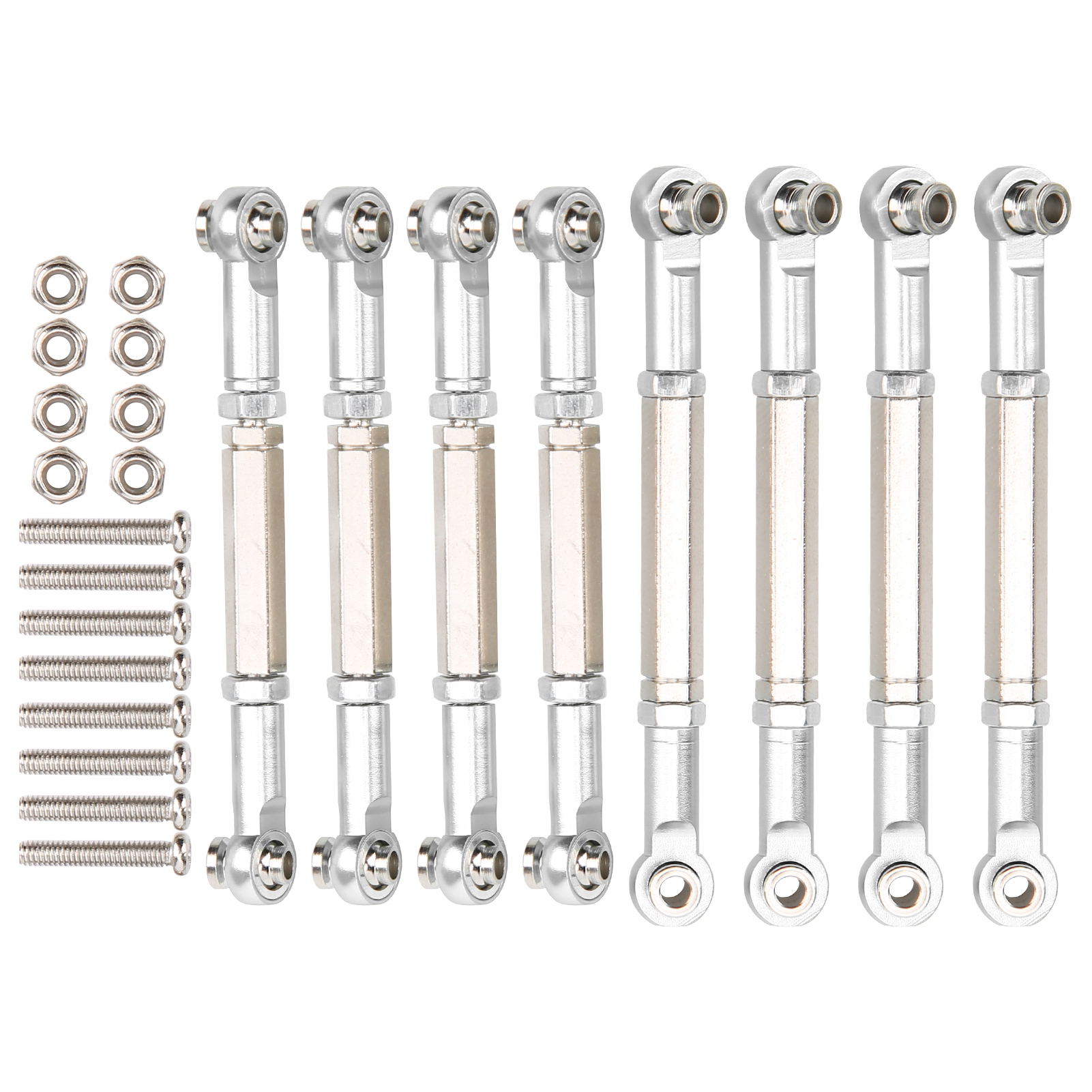 8-teiliges Upgrade-set Aus Metall-zugstangen Für Wpl/mn/feiyu 1/16 Rc-cars, Silberfarben