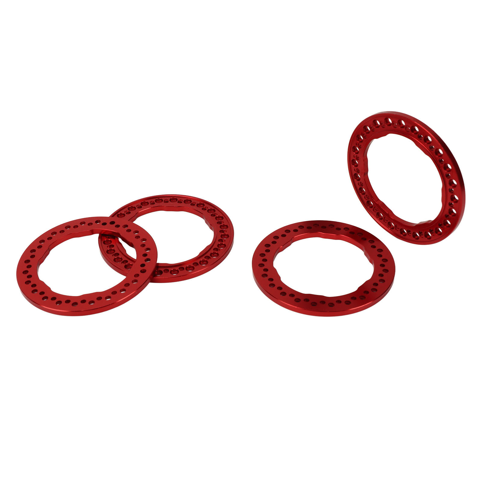 Satz Von 4 1,9 Zoll Außen-beadlock-felgenringen Aus Aluminiumlegierung, Ersatz Für Traxxas 1/10 Rc-auto (rot).