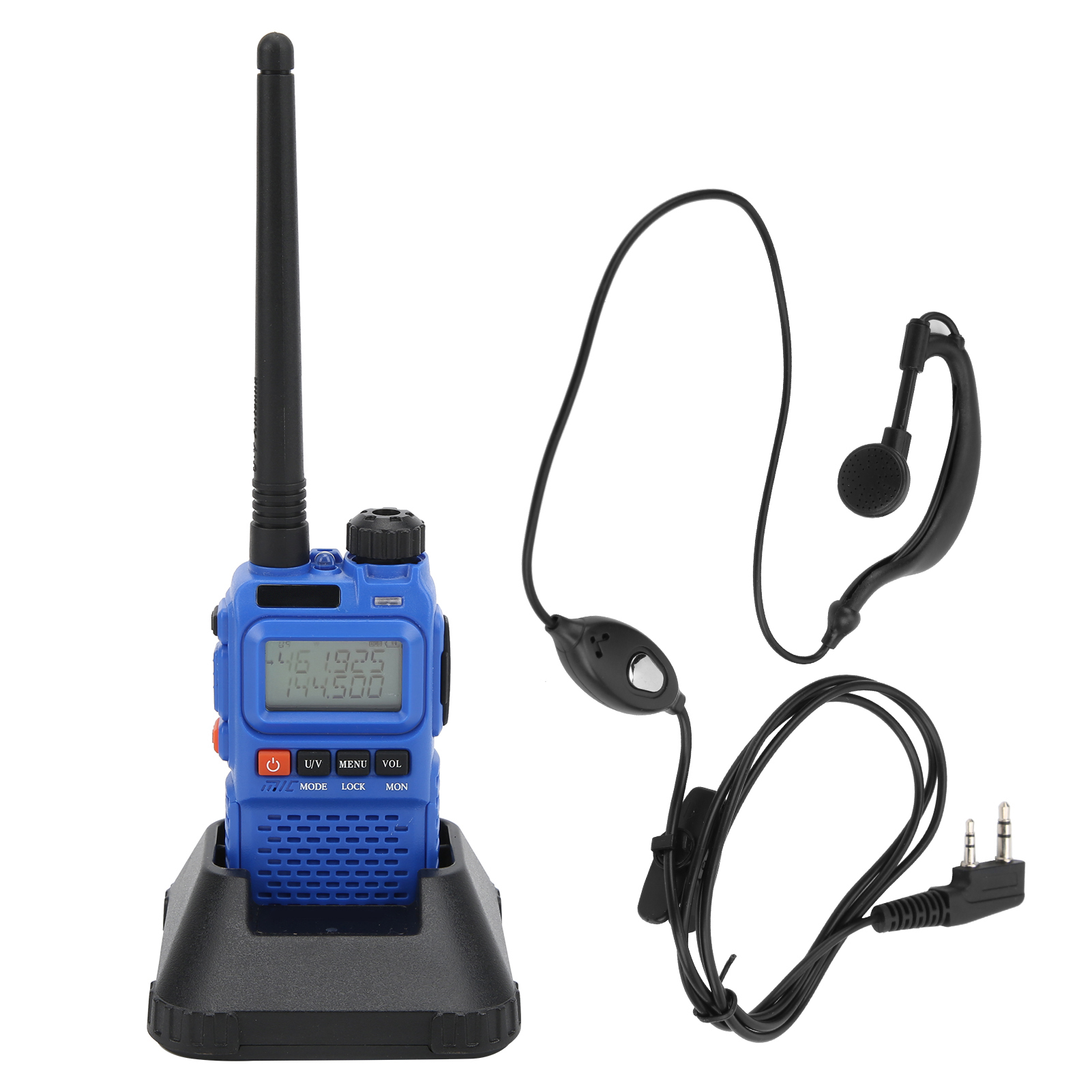 Tragbares Walkie-talkie-set Mit Lcd-display, Headset Und Kopfhörer, 100–240 V, Blau, Eu-stecker, 100–240 V