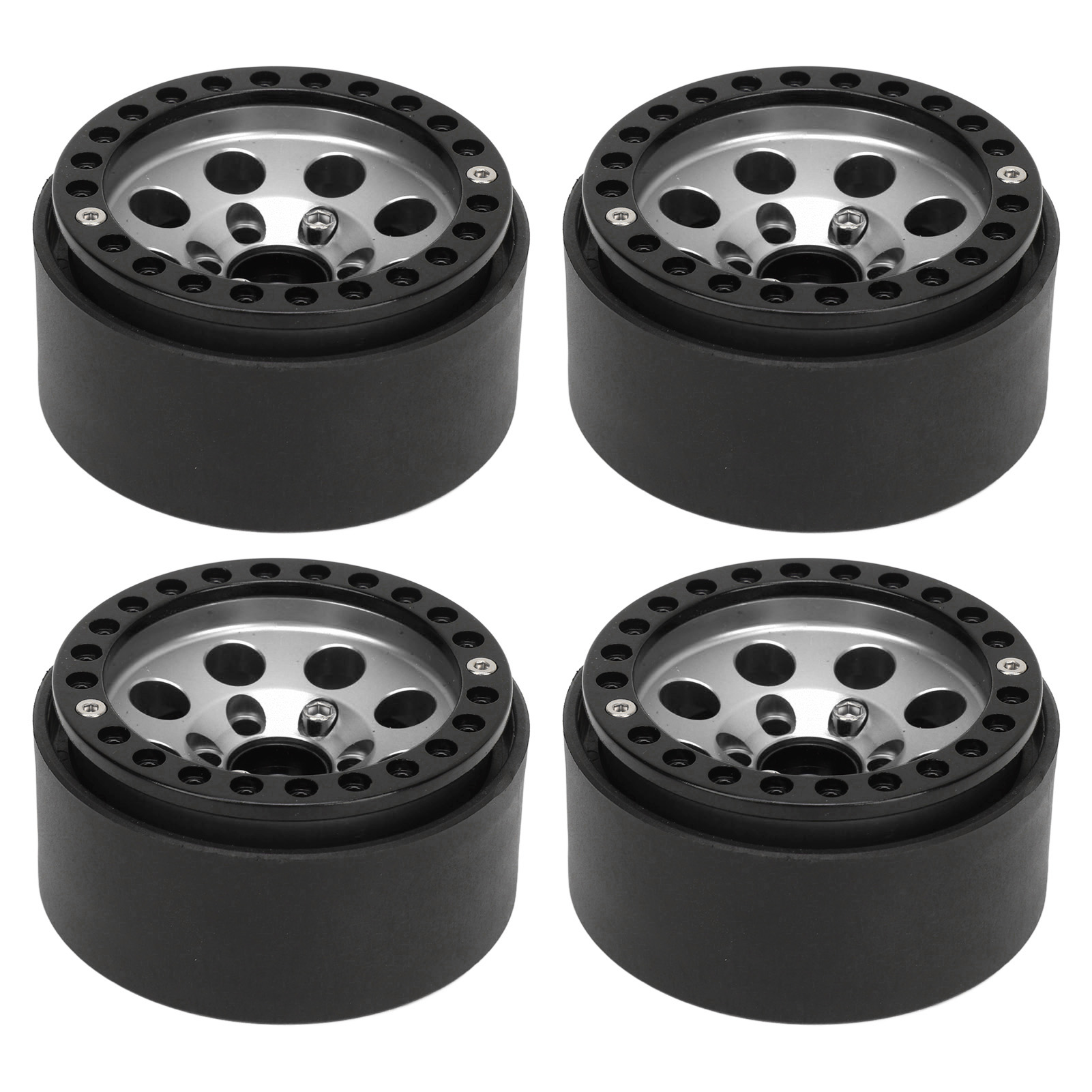 Satz Mit 4 Rc 1,9-zoll-aluminiumfelgen, Stabile Radnaben Für Axial Scx10 Ii Iii, Silber