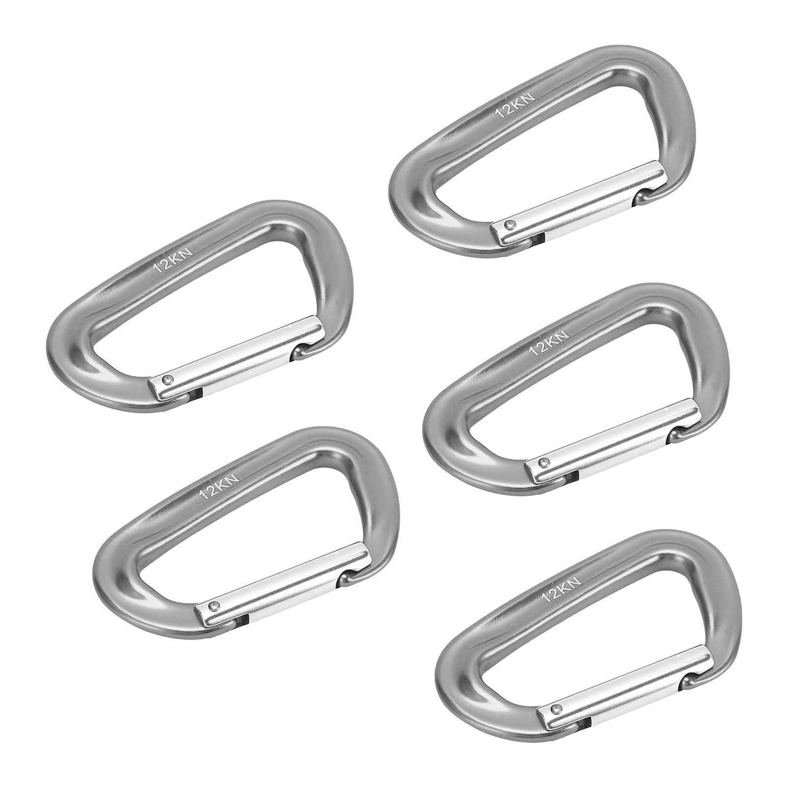 Packung Mit 5 Robusten 12 Kn (1225 Kg) Kletterkarabinern Aus Aluminiumlegierung Mit D-ring, Für Camping, Wandern Und Outdoor-aktivitäten (grau).