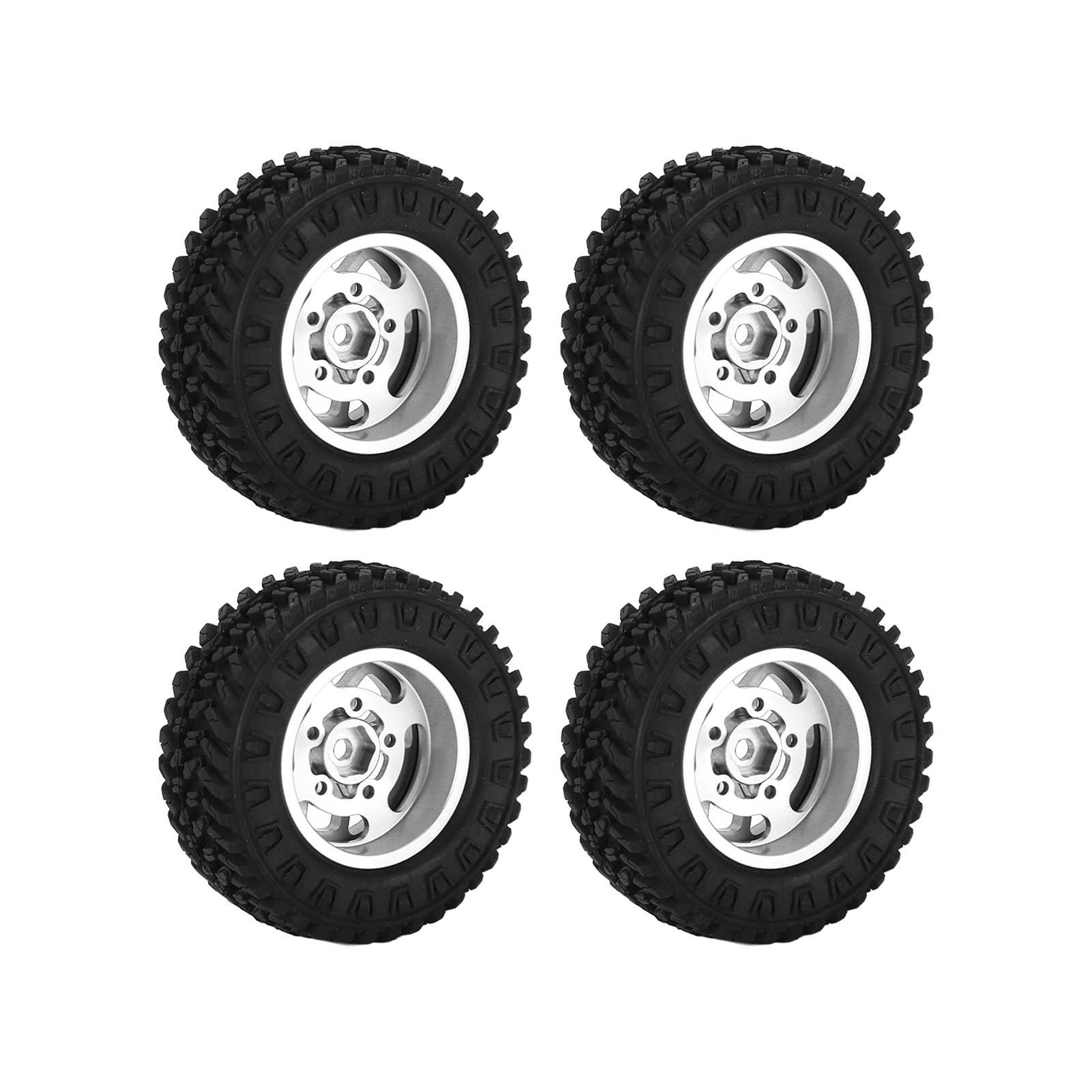 7-mm-metallfelgen Mit Gummireifen Für Axial Scx24 1/24 Rc-car, Silbernes Upgrade-zubehör