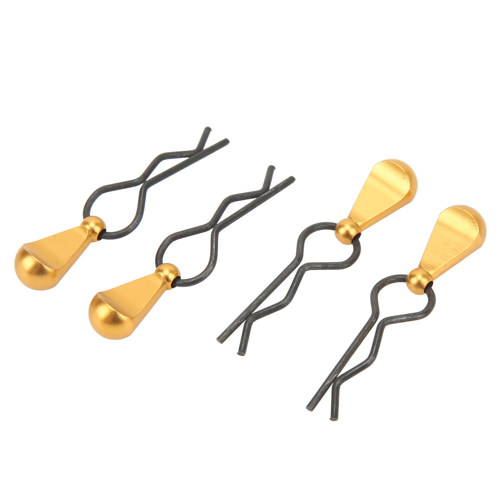 Vier Karosserieclips Für Rc-autos Mit R-stiften, Edelstahlclips Mit Zuglaschen Aus Aluminiumlegierung, Geeignet Für Ferngesteuerte Rc-autos Im Maßstab 1:8 Und 1:10, Goldfarben.