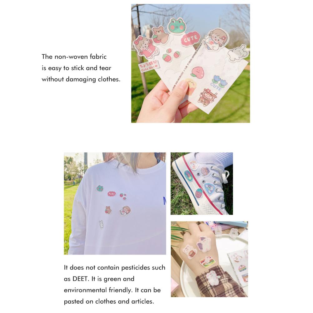3 Bögen Mit Je 18 Mückenschutzpflastern Für Kinder, Mit Cartoon-motiven, Aus Vliesstoff, Hergestellt Mit Ätherischen Pflanzenölen, Inklusive Tragetasche Für Sommer- Und Outdoor-aktivitäten.