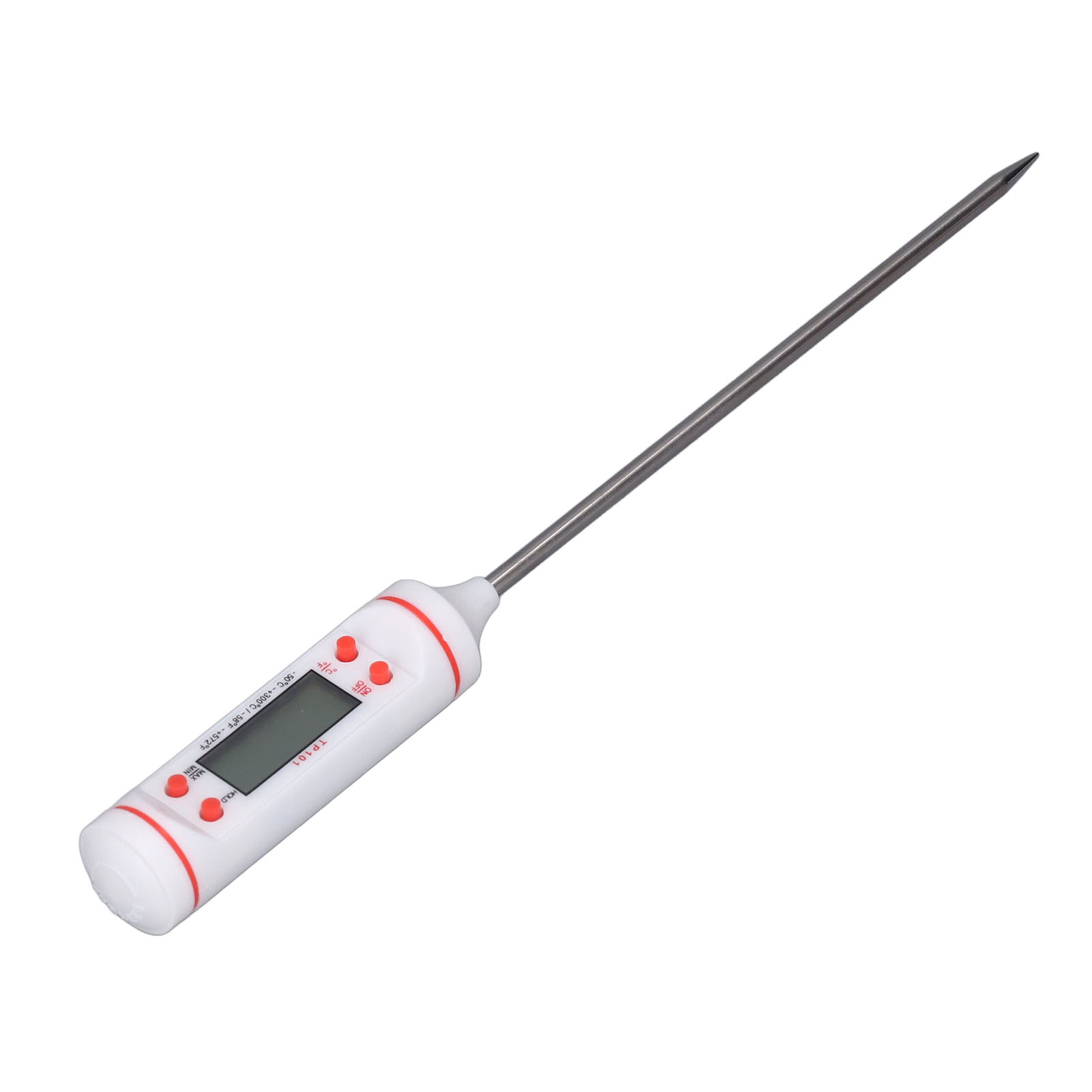 Digitales Fleischthermometer Mit Langer Sonde, Direkt Ablesbarem Lebensmittelthermometer Und Großem Display, Ideal Zum Kochen, Backen Und Grillen, Weiß.