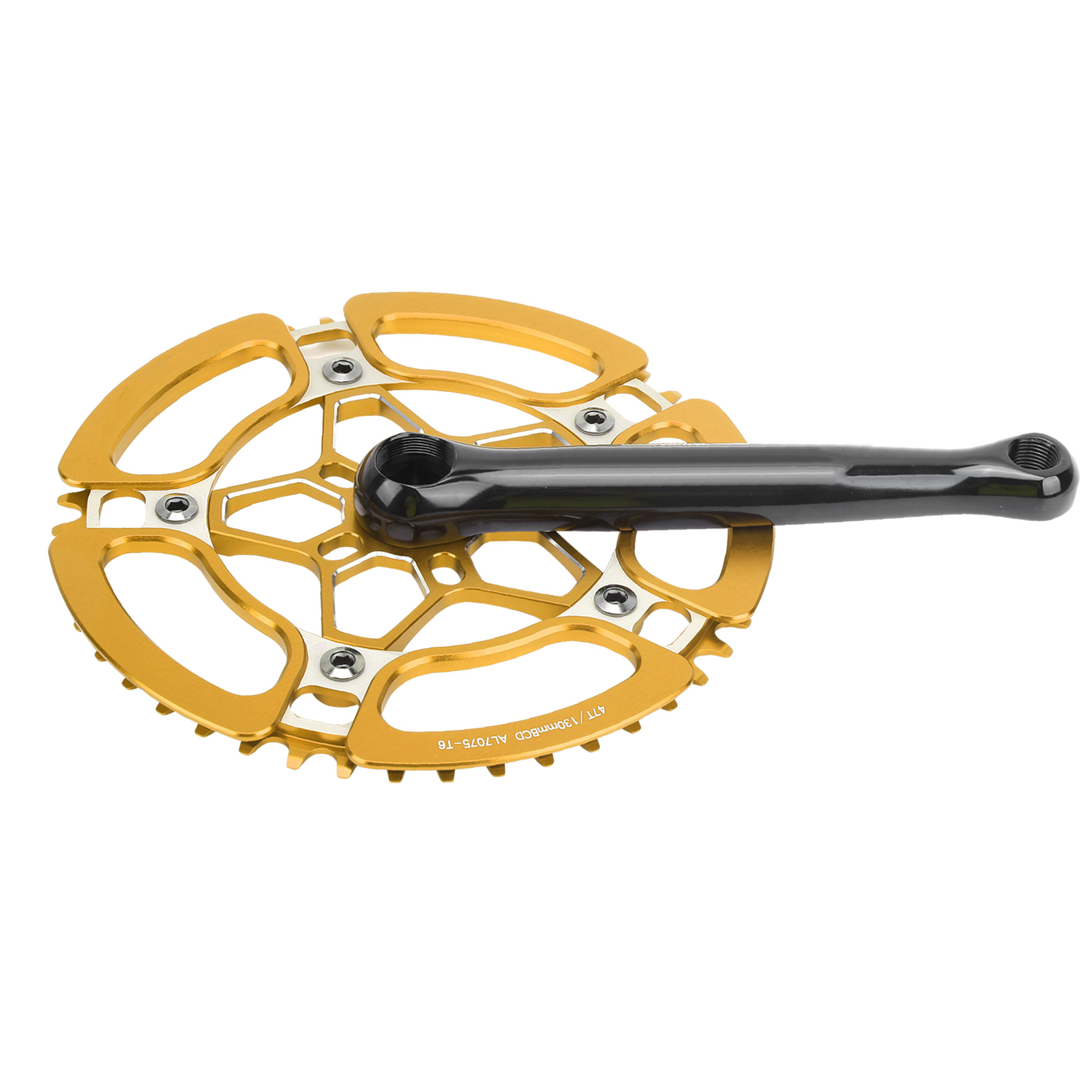 Bcd130mm Fahrradkurbelgarnitur Kurbelarm Aluminiumlegierung 47t Singlespeed Kettenblatt Zubehör Gold
