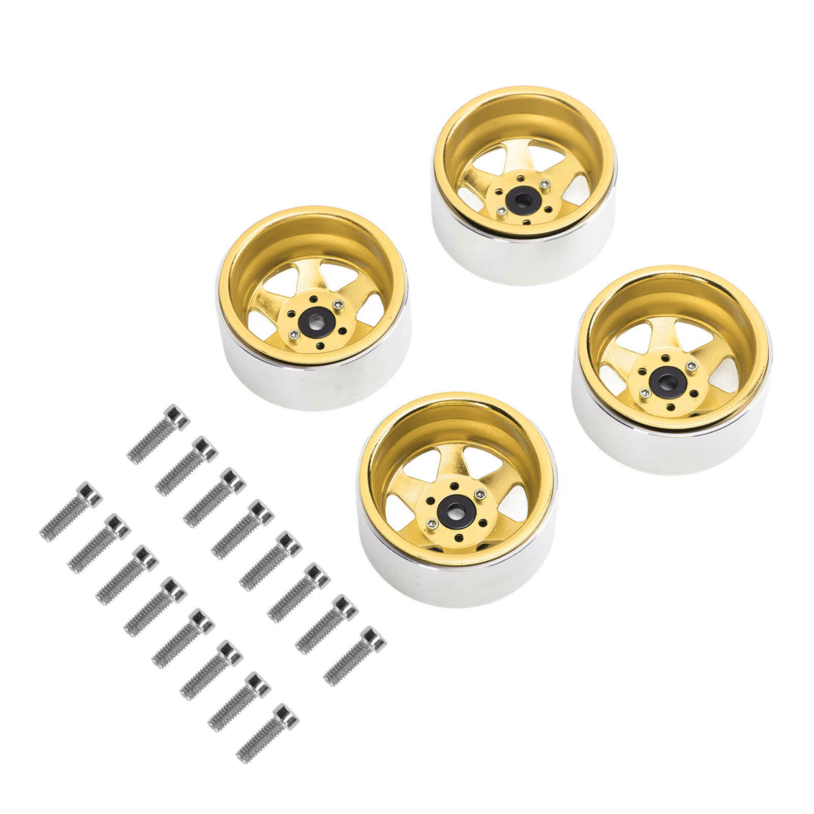 4 Rc-car-felgen, 2,2 Zoll Durchmesser, Metall, Einfache Montage, Kompatibel Mit Axial Scx10 90046 Und Traxxas 1/10, Goldfarben.