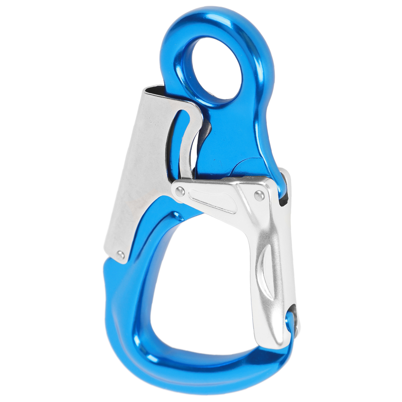 35 Kn Kletterkarabiner, Ultrastarke D-förmige Karabiner Zum Klettern, Abseilen Und Bergsteigen, Saphirblau Und Silber.