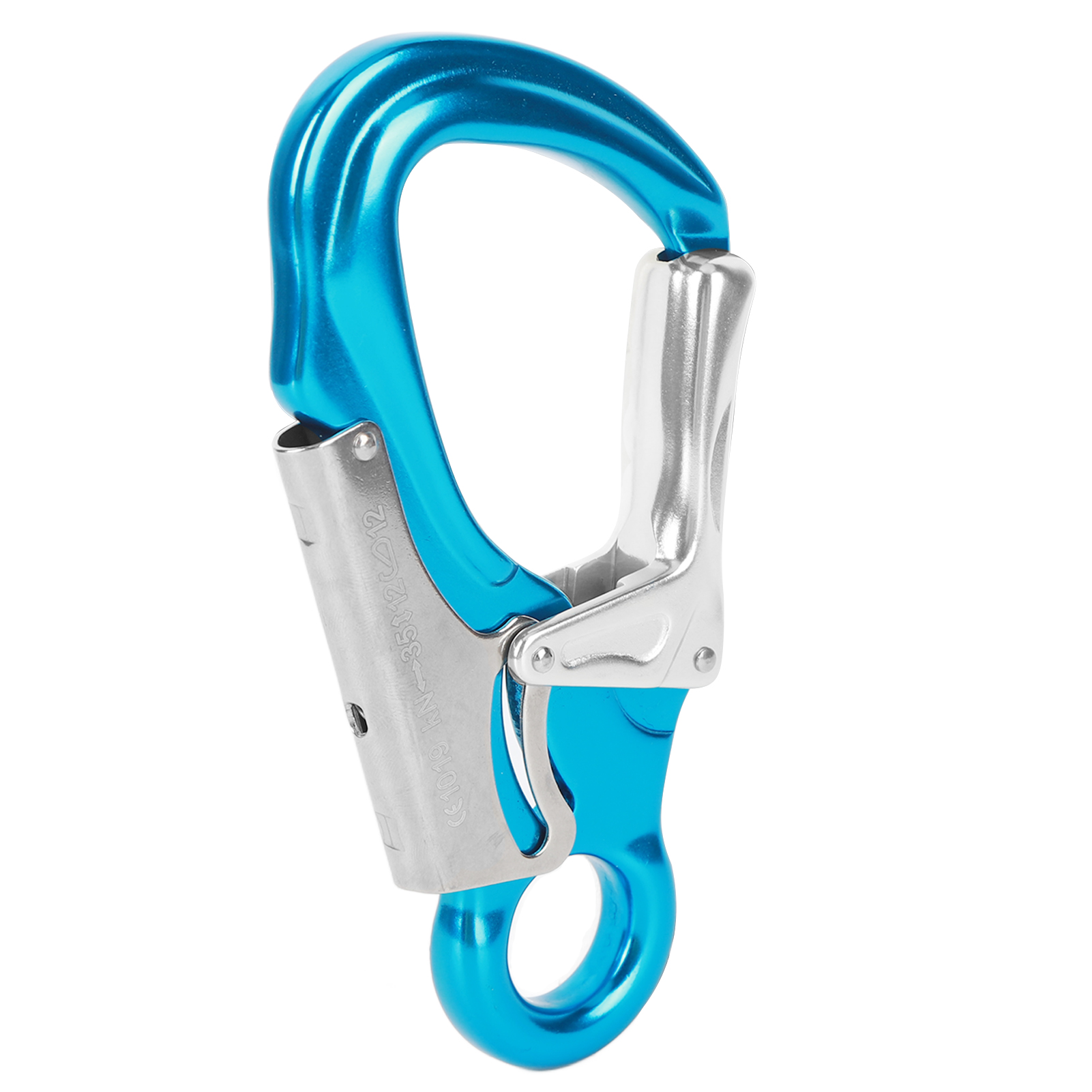 35 Kn Kletterkarabiner, Ultrastarke D-förmige Karabiner Zum Klettern, Abseilen Und Bergsteigen, Himmelblau Und Silber.