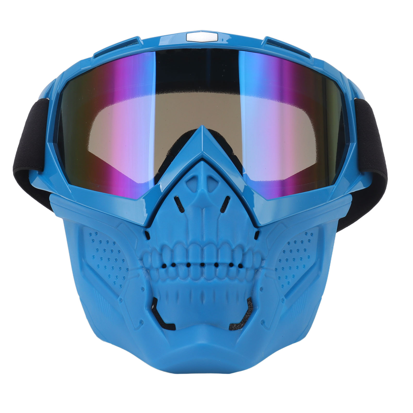 Motorrad-schutzmaske Aus Abnehmbarem Und Verstellbarem Pc-schaum, Blauem Rahmen, Farbigen Gläsern, Ideal Zum Wandern Und Offroad-fahren.