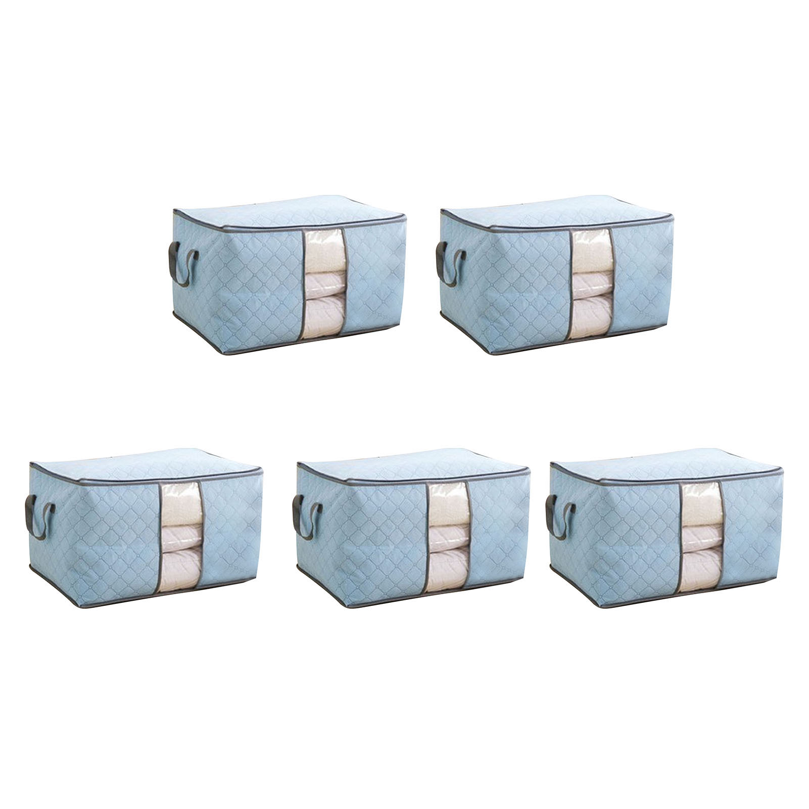 Set Mit 5 Faltbaren Aufbewahrungsbeuteln Für Kleidung, Staubdicht, Als Organizer Für Bettdecken, Aus Vliesstoff, Groß, Blau