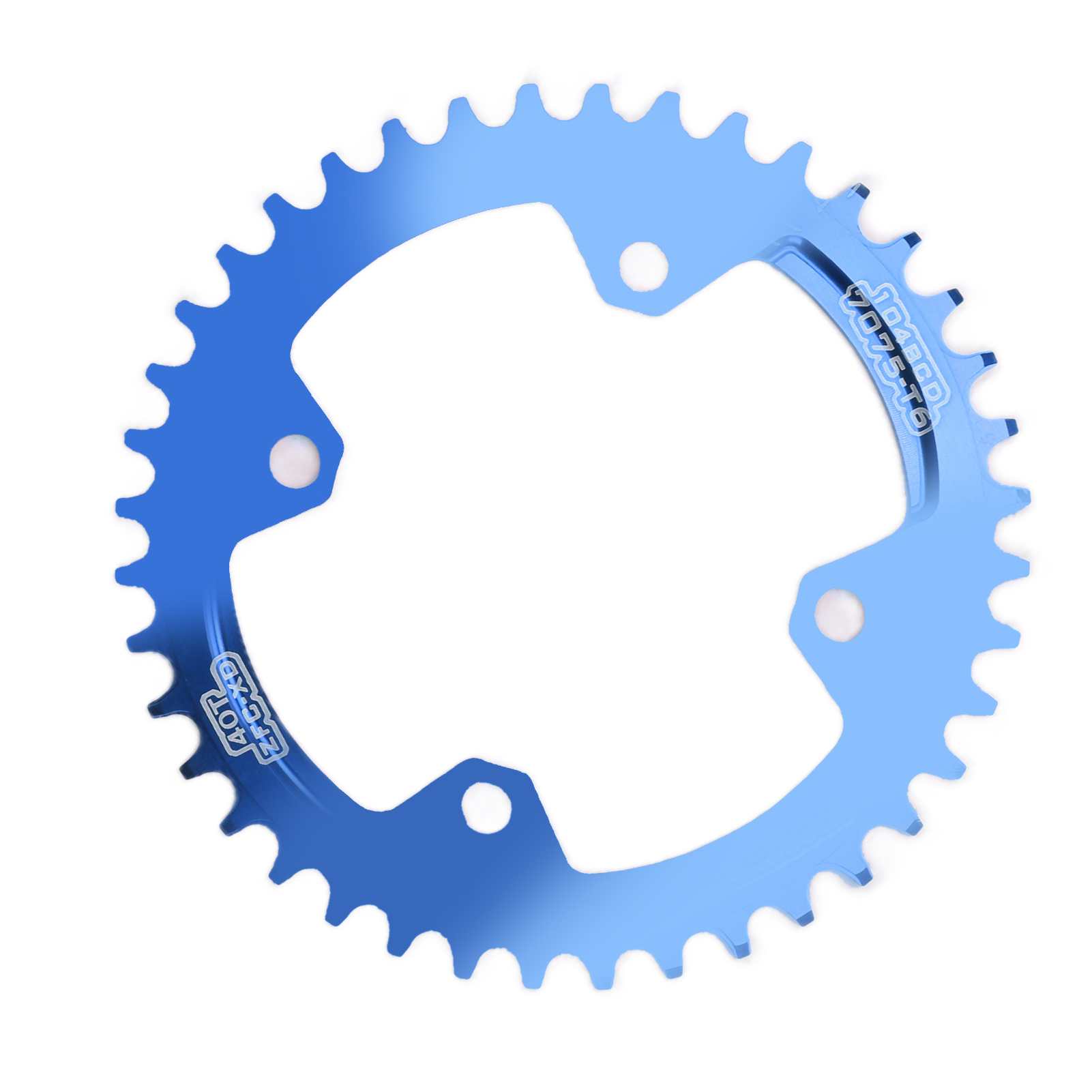 Fmfxtr Einzelkettenblatt Für Fahrräder, 104 Mm Lochkreis, 40 Zähne, Rund, Schmal/breit, Blau