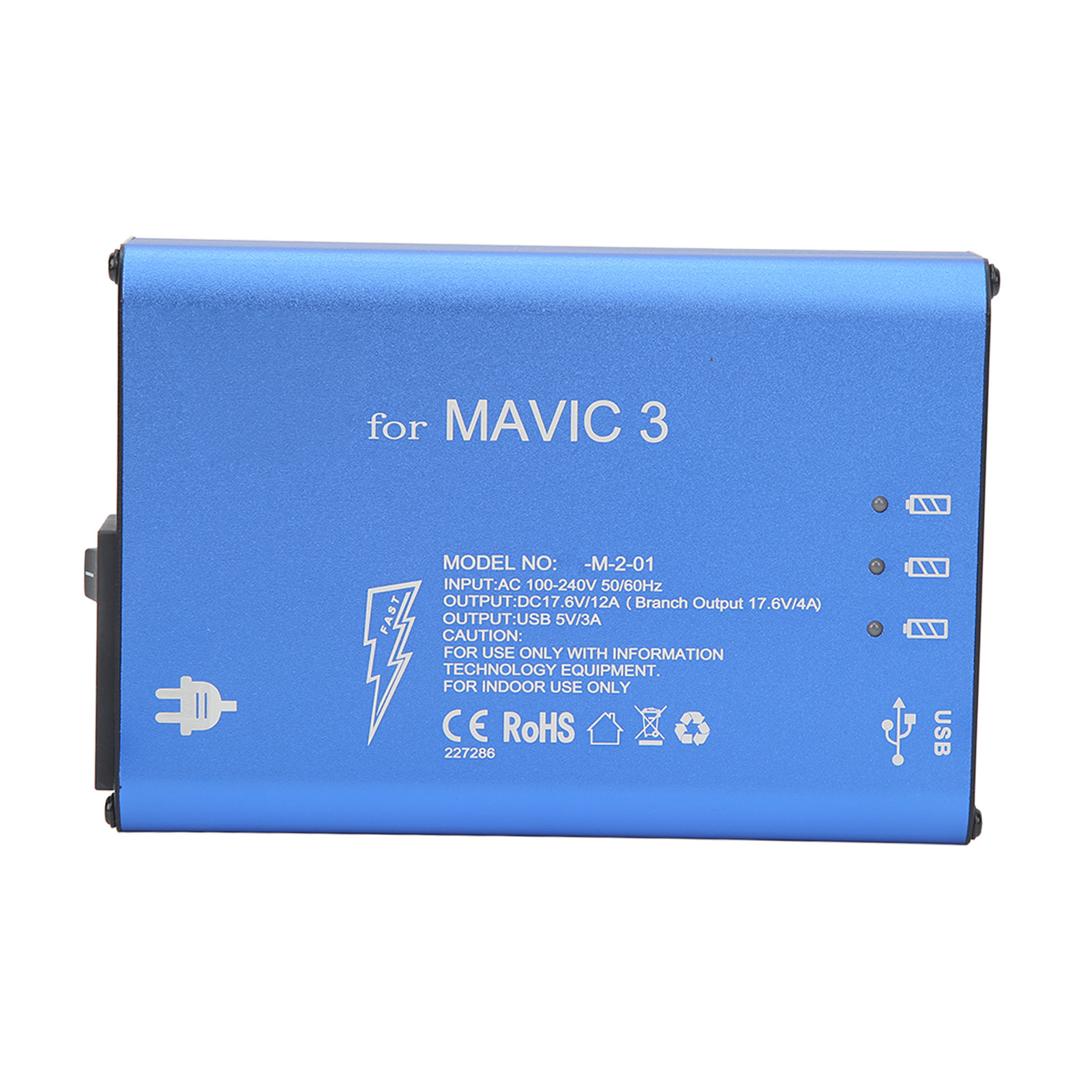 Akkuladegerät Für Drohnen, Elektronische Bauteile Aus Aluminiumlegierung, Blaues Ladegerät Für Mavic 3-drohnen Mit Schalter, Eu-stecker 100–240 V