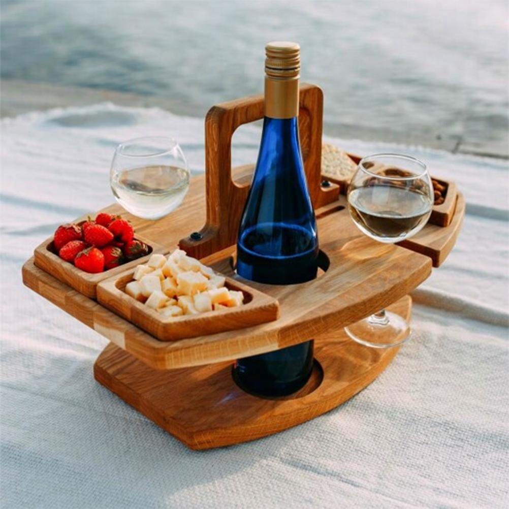 Tragbares Käsebrett Aus Holz, Obsttablett Aus Holz, Integrierte Obst- Und Weinplatte Für Nüsse Und Wein