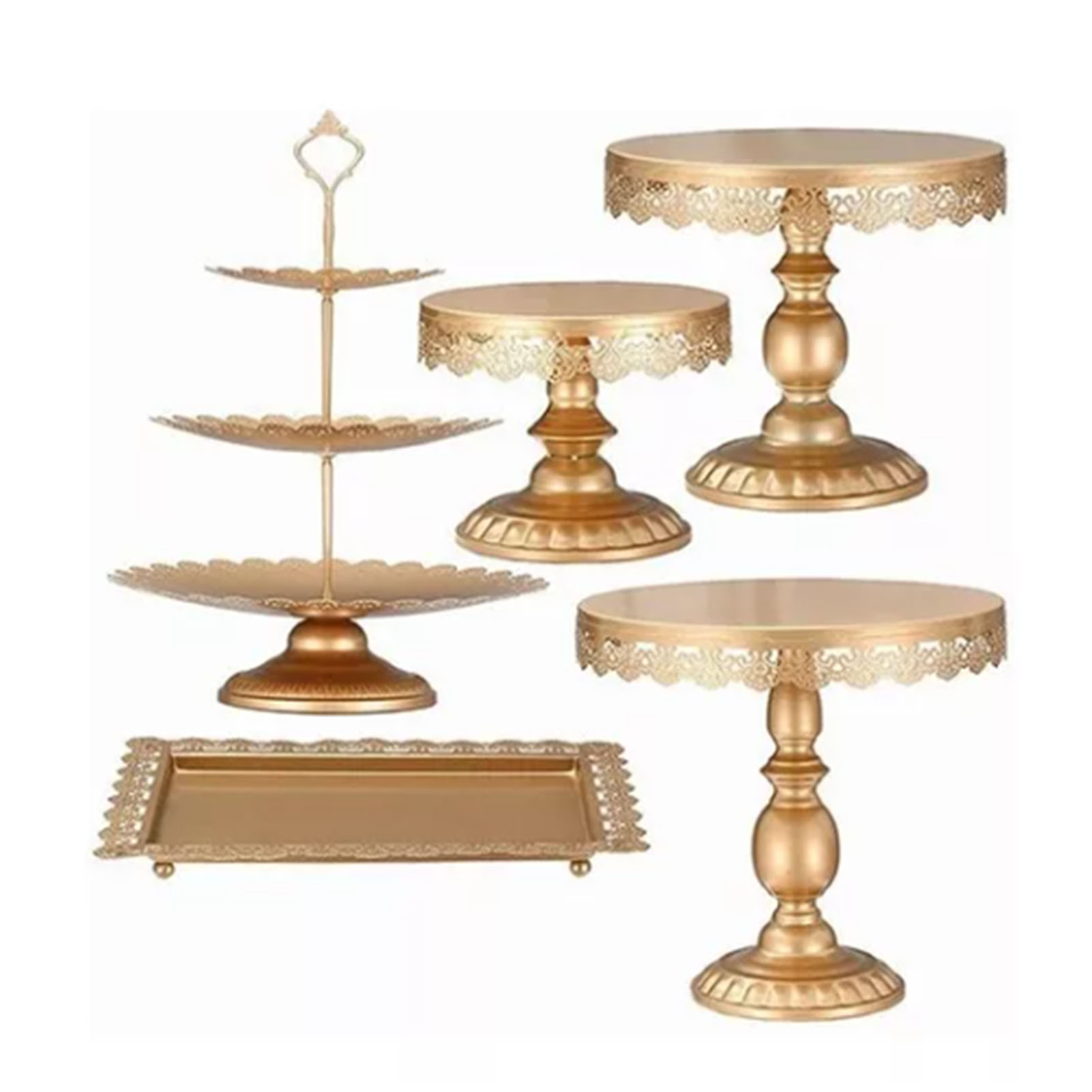 Set Aus 5 Goldenen Metall-kuchenständern, Für Cupcakes Und Andere Feierlichkeiten (hochzeit, Geburtstag, Babyparty).