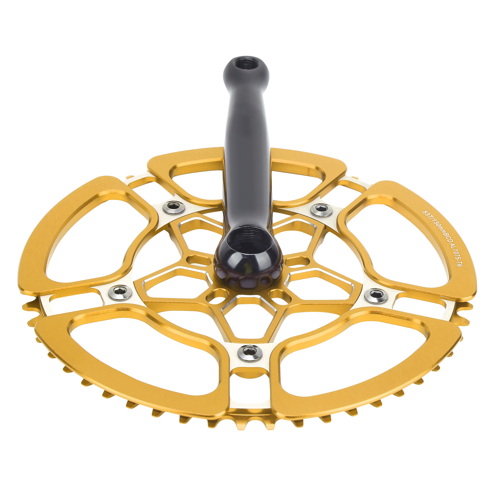 170-mm-fahrradkurbelgarnitur Aus Aluminiumlegierung, 53 Zähne, Singlespeed-kurbelarm, Kettenblatt, Zubehör, Goldfarben