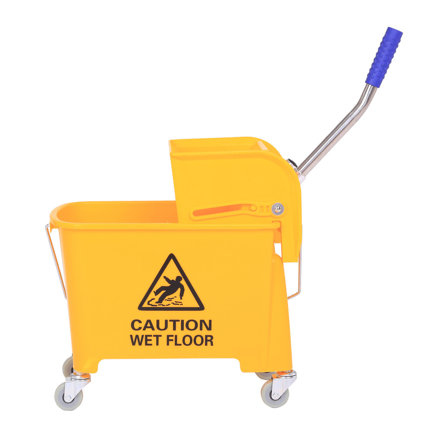 20-liter-wischmoppeimer Mit Auswringer Und Griff, Wischmoppeimer Auf Rädern, Kunststoff, Gelb.