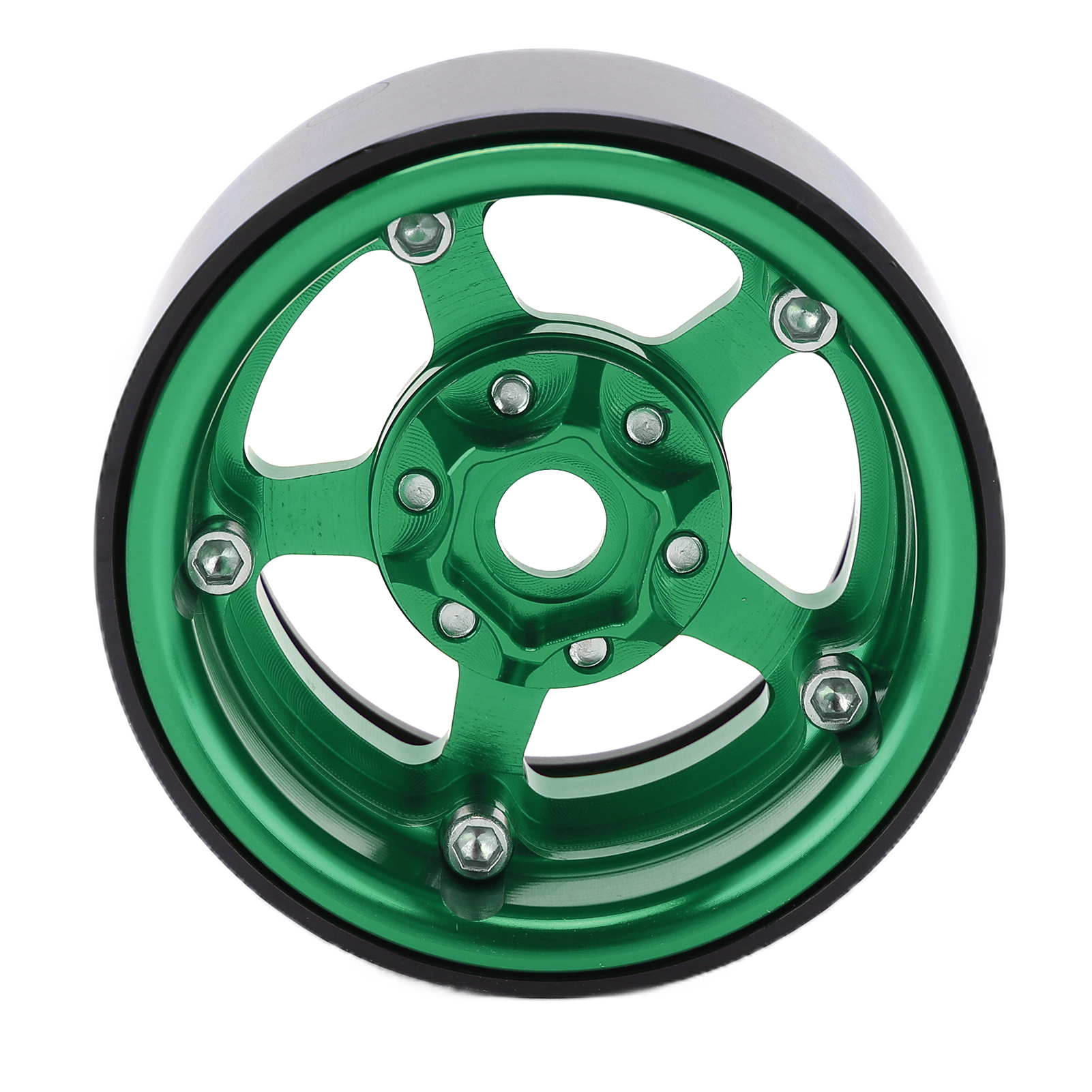 1,9-zoll-beadlock-felgen Aus Aluminiumlegierung, 5-loch, Silberfarben, Fleckenbeständig, Für Rc-cars, Radnabe, Fluoreszierend Grün