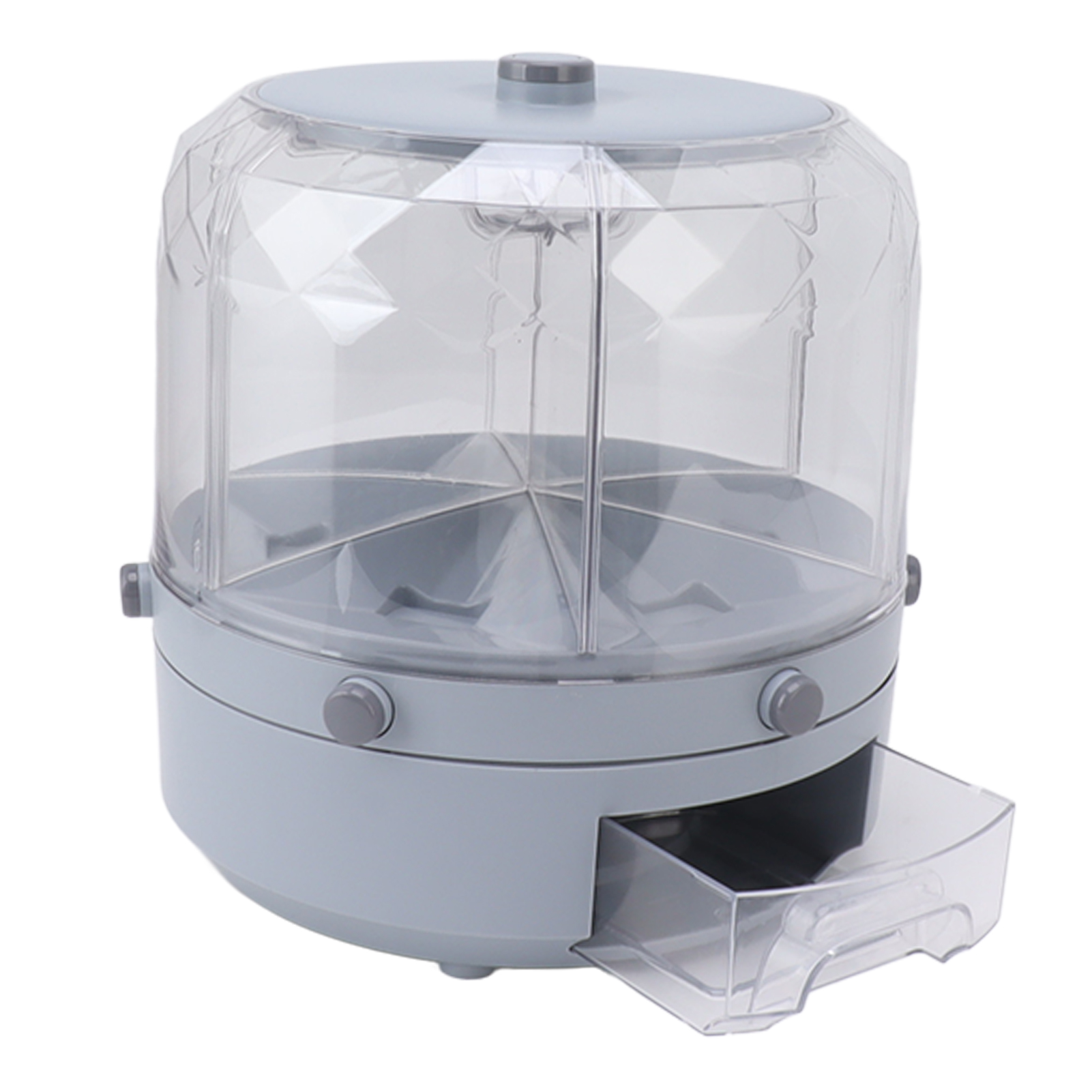 Drehbarer Reisspender, 6 Kg Fassungsvermögen, 6 Fächer, Luftdichter Verschluss, Trockenfutterbehälter (getreide, Hülsenfrüchte), Grau