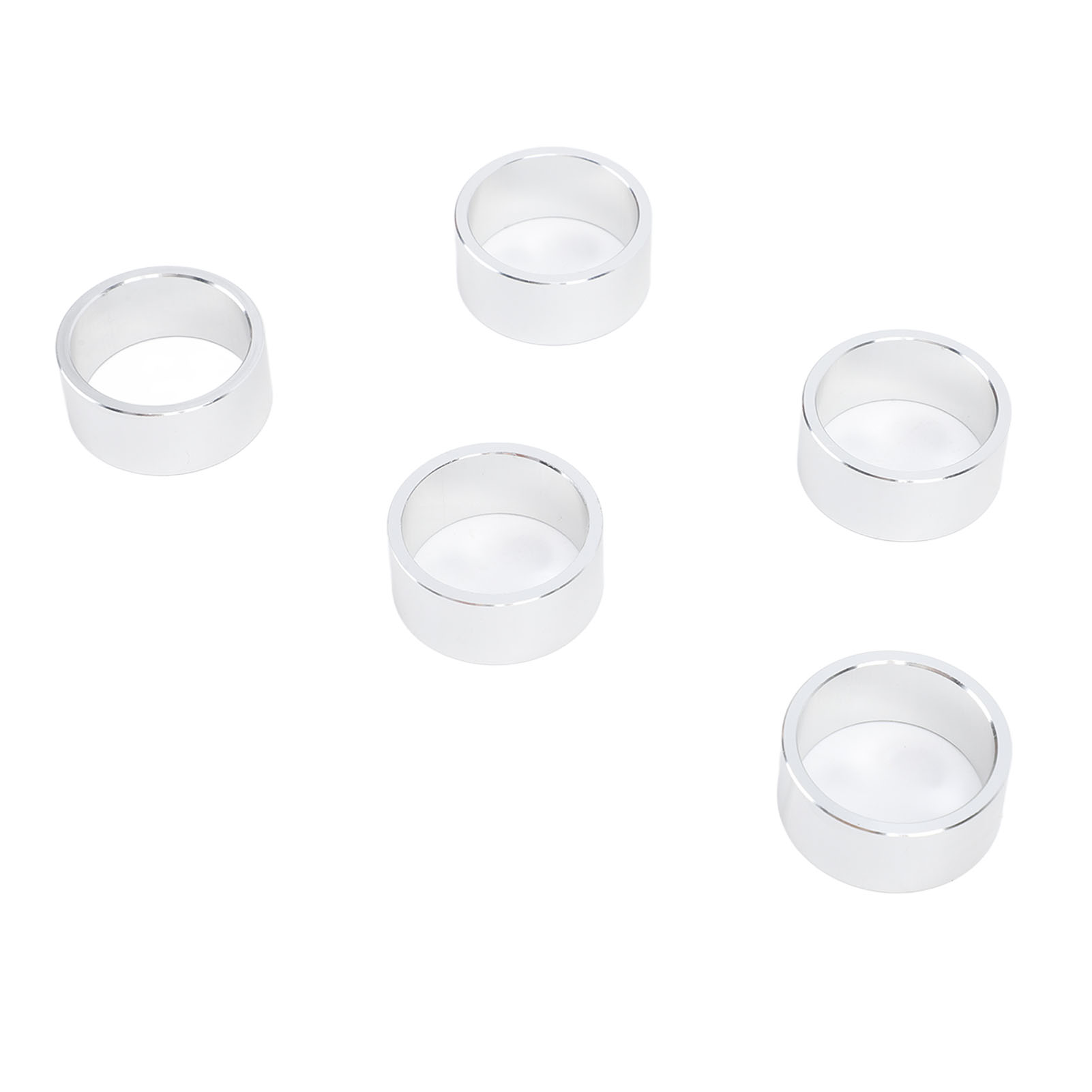 Set Aus 5 Fahrradlenker-spacern, Ohne Gewinde, Aus Aluminiumlegierung, Kompatibel Mit 28,6 Mm Gabeln (dicke: 15 Mm, Silberfarben).