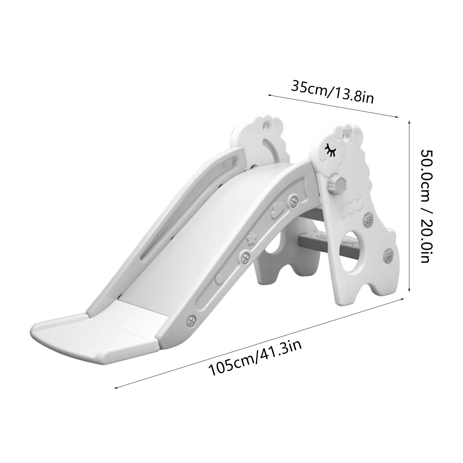Freistehende Und Zusammenklappbare 2-stufige Indoor-rutsche Mit Stabilem Standfuß, Ideal Für Kleinkinder (weiß Und Grau).