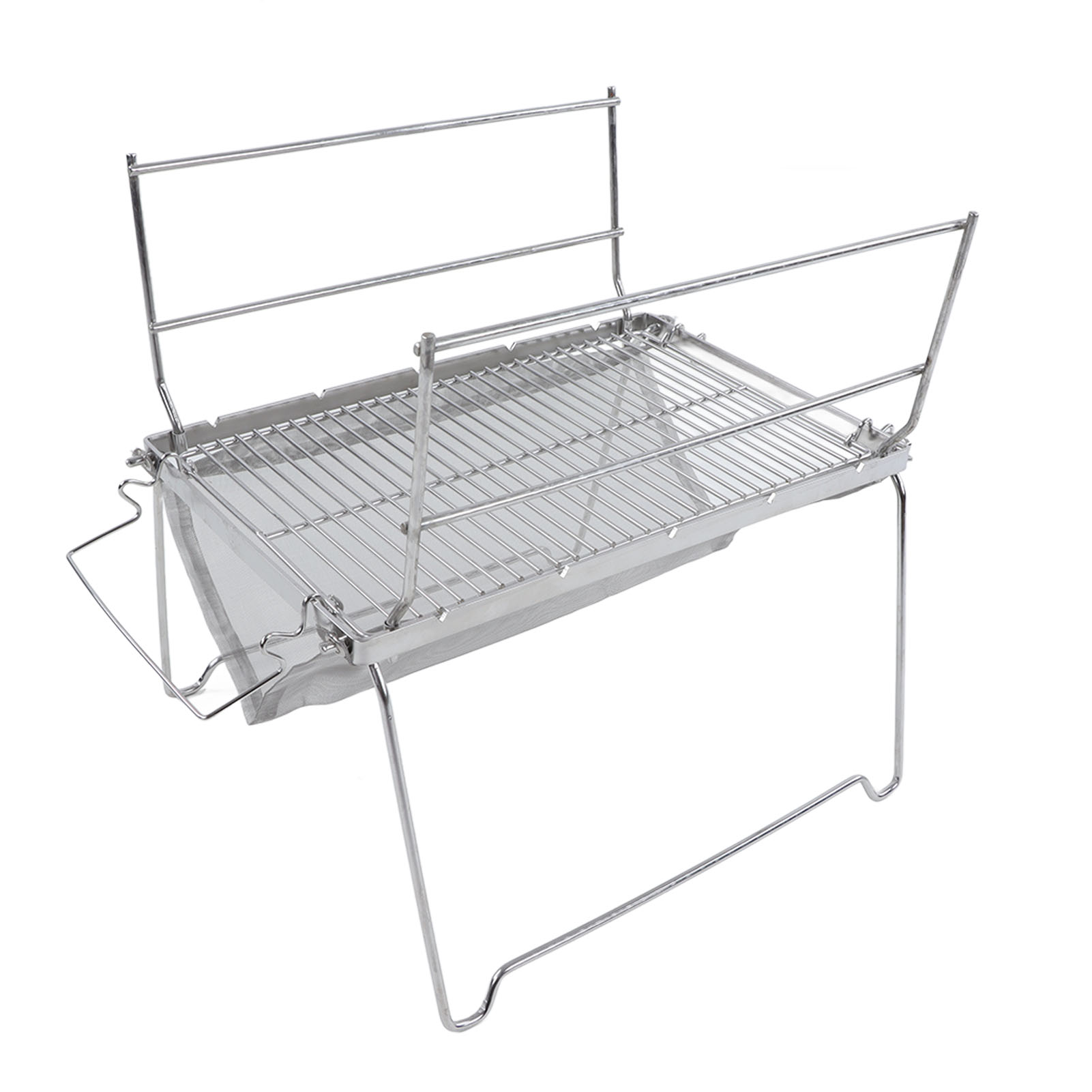 Hitzebeständiger, Faltbarer Und Tragbarer Campinggrill Aus Edelstahl, Silberfarben, Zum Kochen