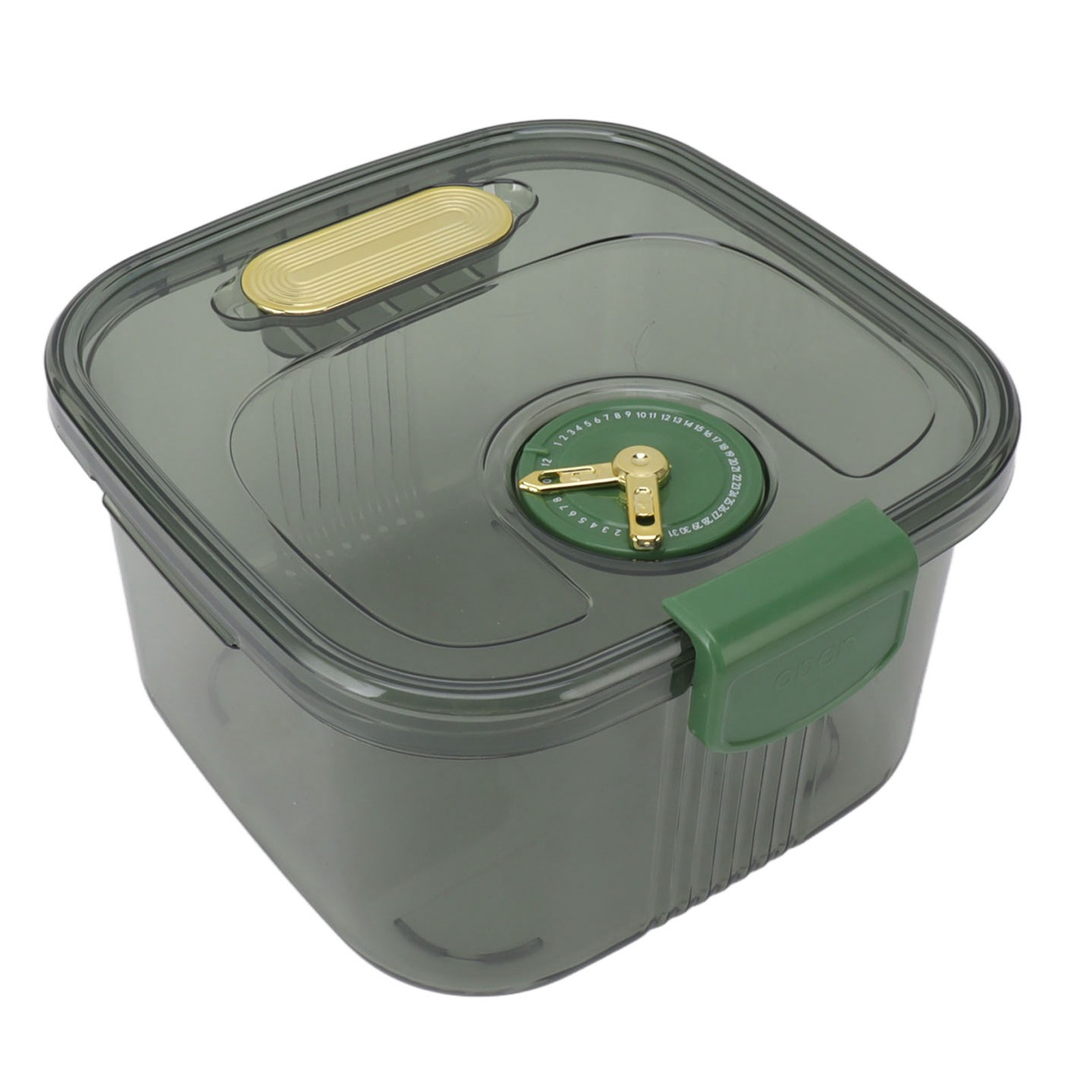 Stapelbarer, Luftdichter, Transparenter Reisbehälter Mit Mindesthaltbarkeitsdatum, Für Getreide, Mehl, Snacks, Zucker, 5 Kg/11 Lb, Grün
