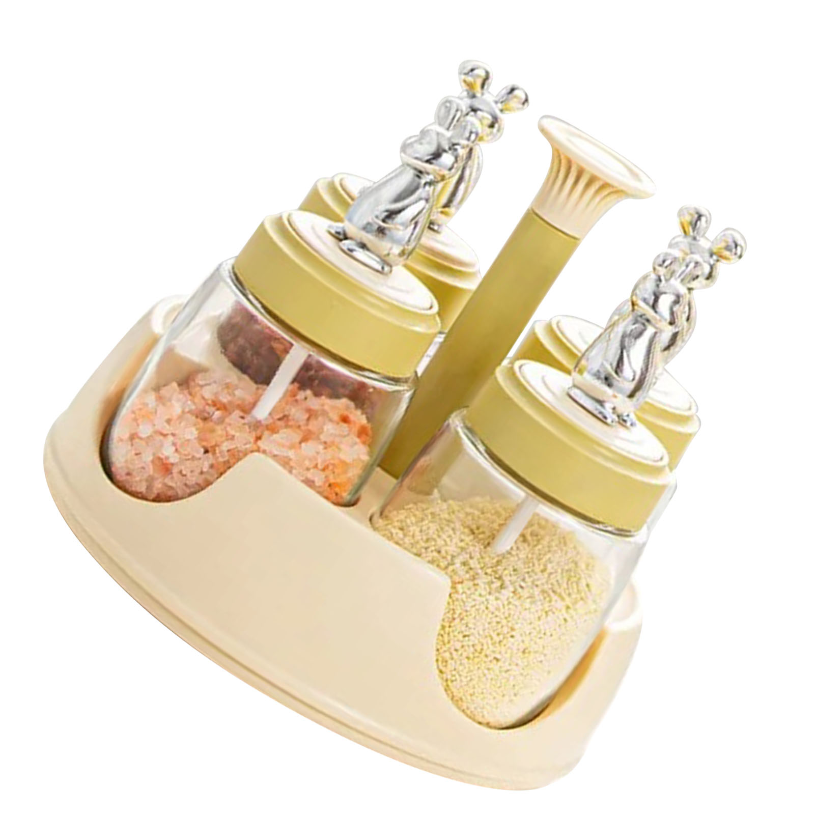 Drehbarer Gewürzständer, Salzstreuer Mit Deckel Und Gelbe Glasflasche, Ideal Für Küche, Restaurant Und Zuhause.