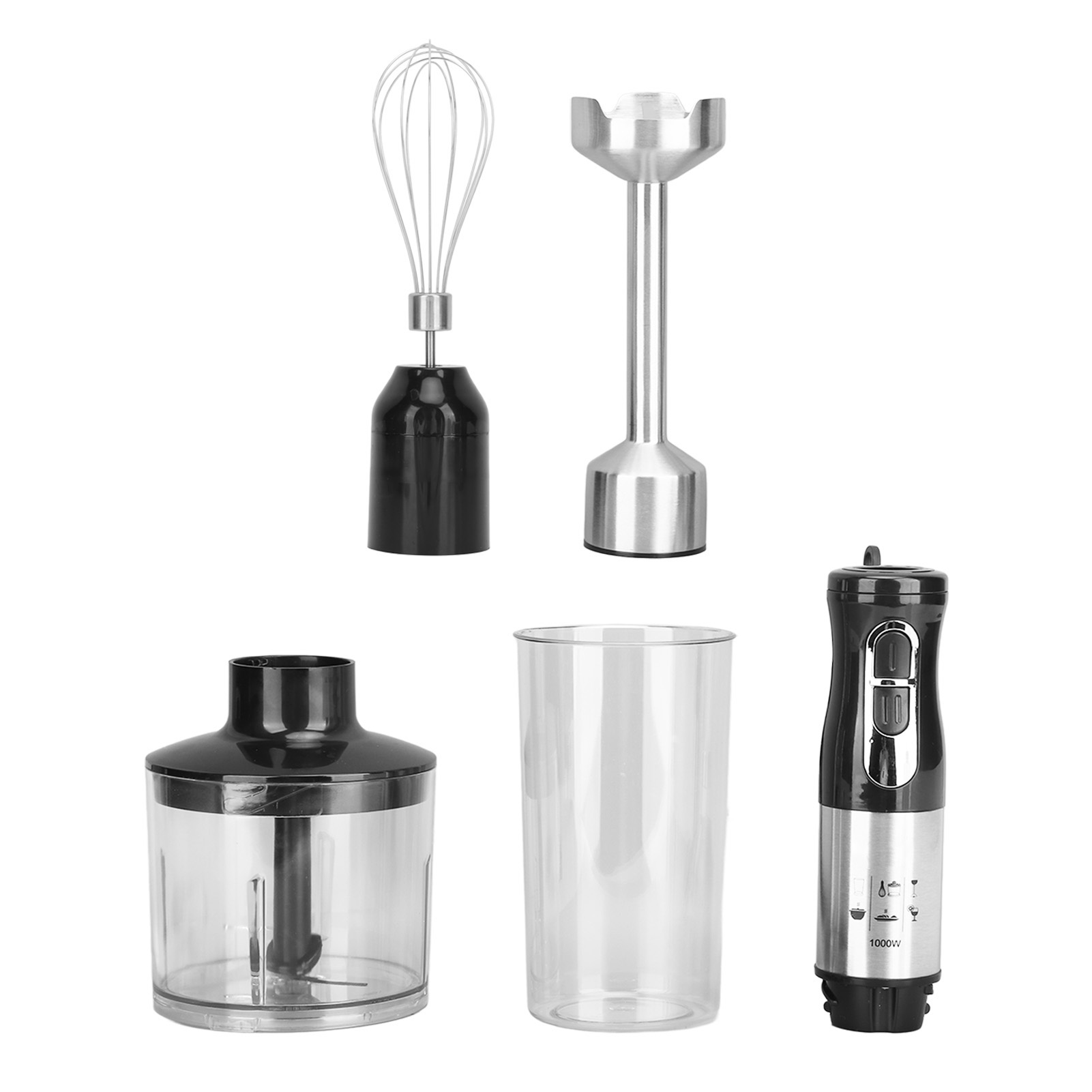 Elektrischer 4-in-1-stabmixer Mit Schneebesen, Fleischwolf Und Elektrischer Schneebesenfunktion, 1000 W Zum Kochen (eu-stecker 220 V).