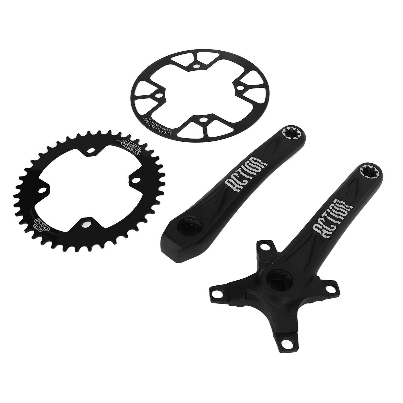 Fahrradkurbelgarnitur Aus Aluminiumlegierung, 40-zahn-kettenblatt (positiv Und Negativ), 40-42-zahn-schutzplatte.