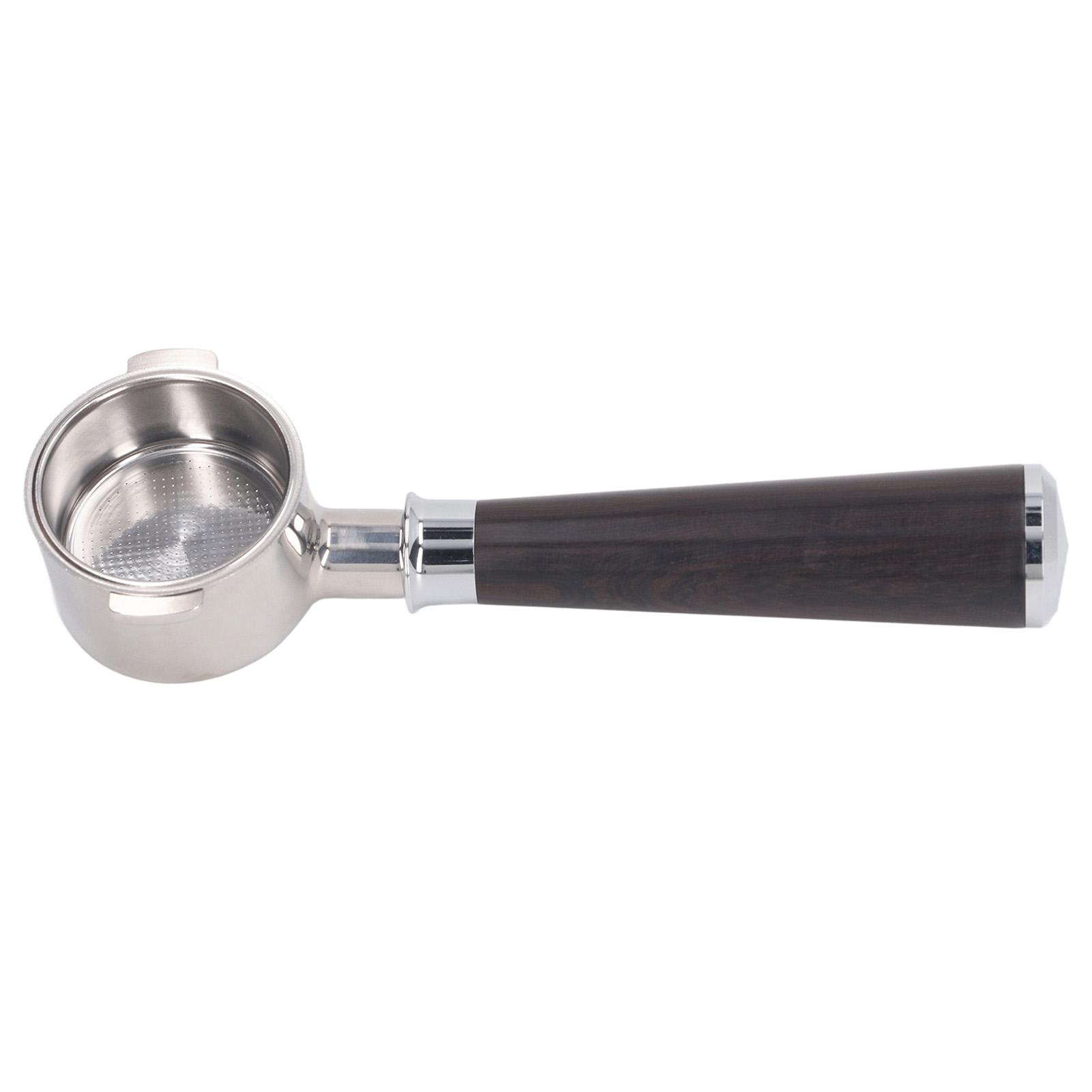 51 Mm Großer, Zweiflügeliger, Bodenloser Edelstahl-filterhalter Für Die Delonghi Eco310 Kaffeemaschine, Aus Afrikanischem Ebenholz