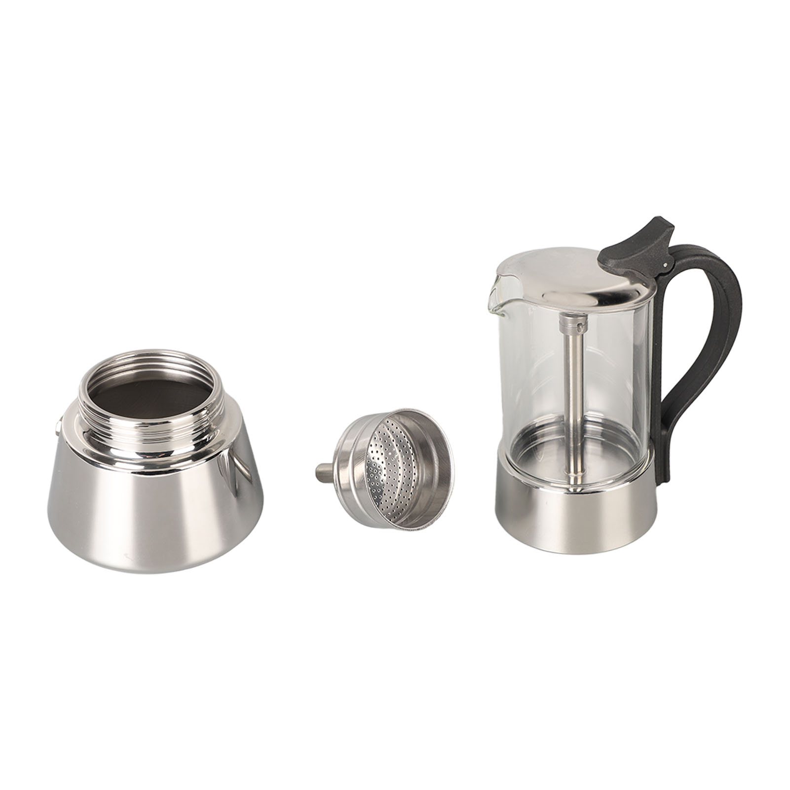 Moka-kanne Mit Kristallglas, Edelstahl-heizplatte, Klassische Italienische Kaffeemaschine Für 4 Tassen