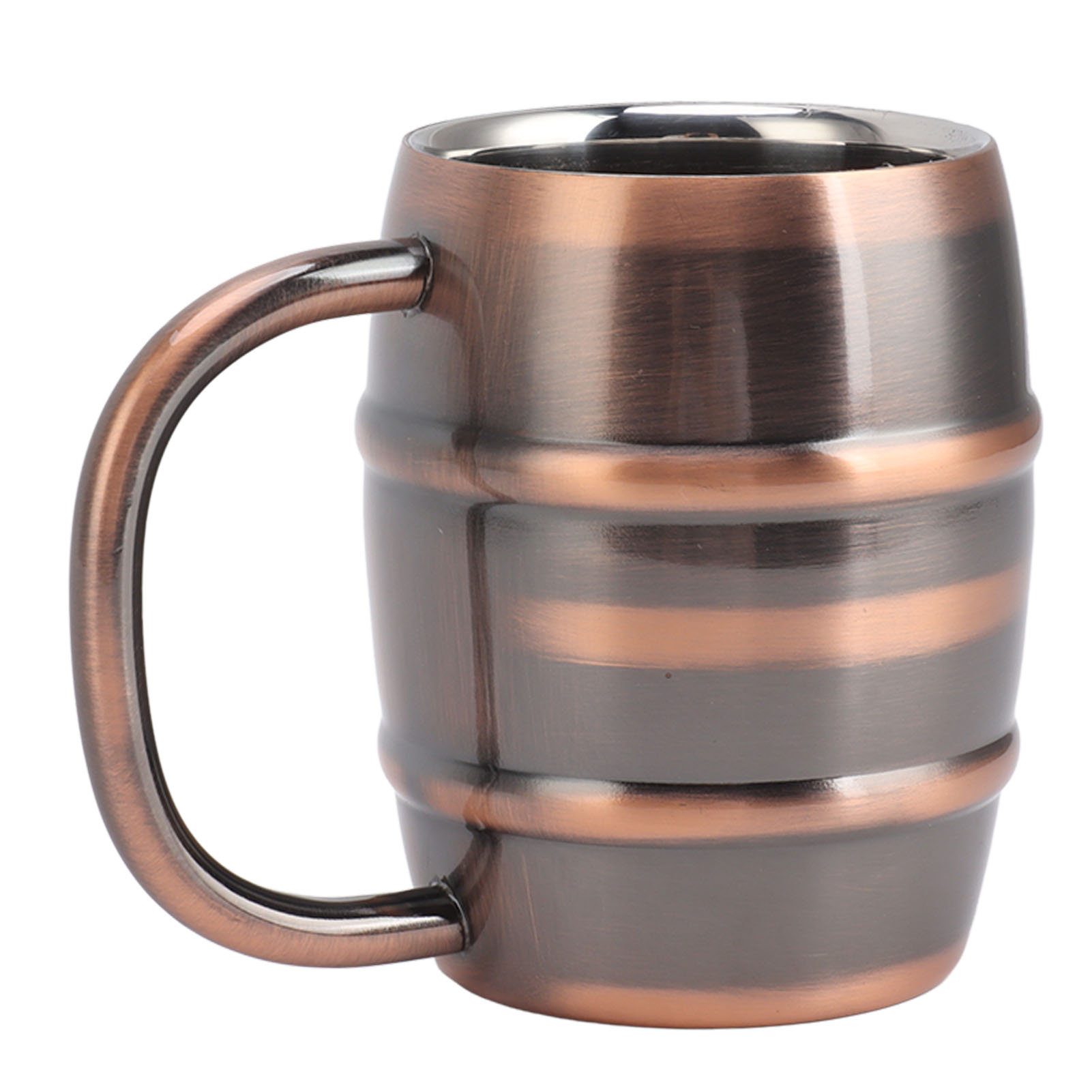 Doppelt Isolierter Bierkrug Aus Edelstahl, Ergonomisch Und Sicher Für Milchtee Zu Hause, In Retro-kupferfarbe