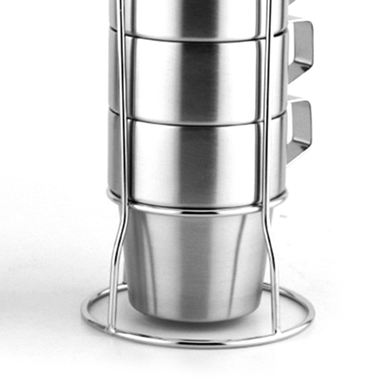 Set Aus 4 Edelstahl-kaffeebechern, Stapelbare, Doppelwandige, Dickwandige Kaffeebecher Im Europäischen Stil, Isoliert Und Hitzebeständig.