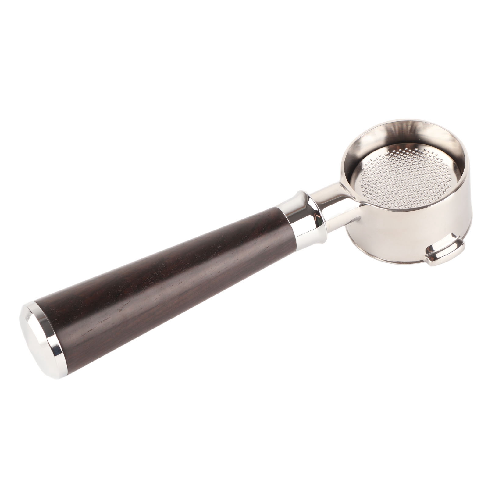 Kaffeefilterhalter Aus Edelstahl, 51 Mm Sieb, Bodenlos, Mit Holzgriff, Für Die Kaffeemaschine Eco310, Aus Ebenholz.
