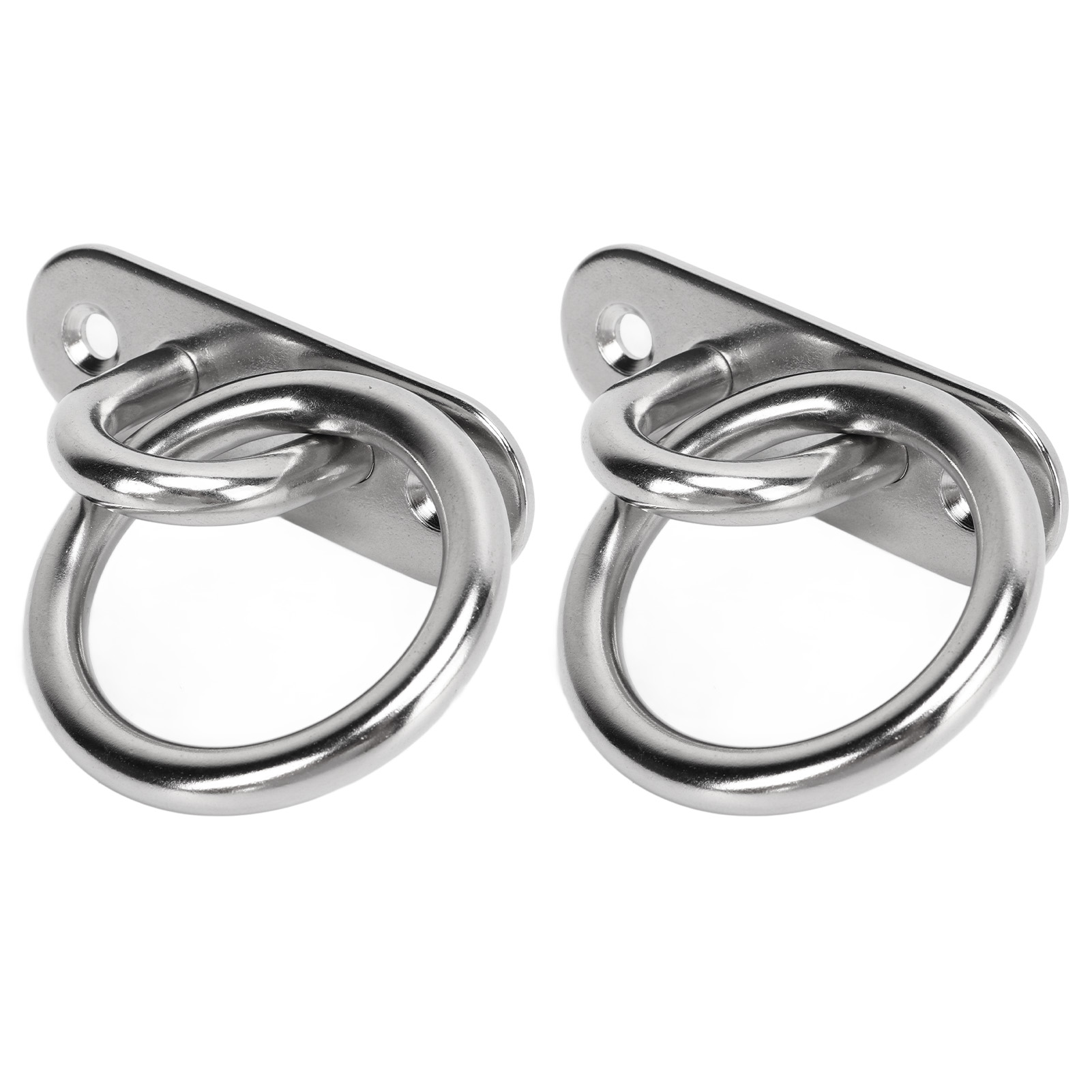 Set Aus 2 Hochfesten, Polierten Edelstahl-ösenplatten Mit Runden Ringen, Für Den Maritimen Einsatz, 8 Mm
