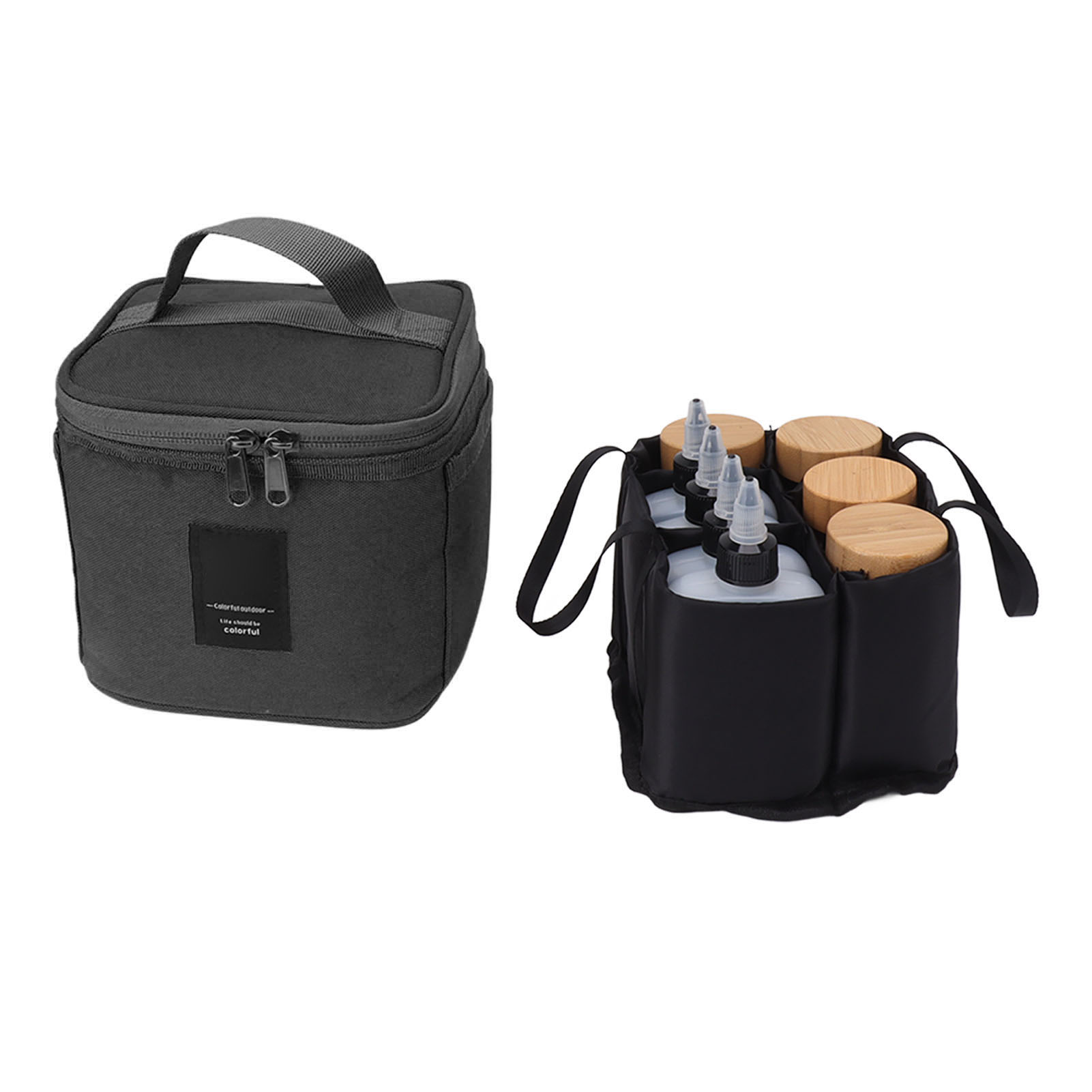 Gewürzglas- Und Beutelset, 120-ml-gewürzflasche, Wasserkocher, Reise-set Mit Schwarzem Oxford-stoffbeutel