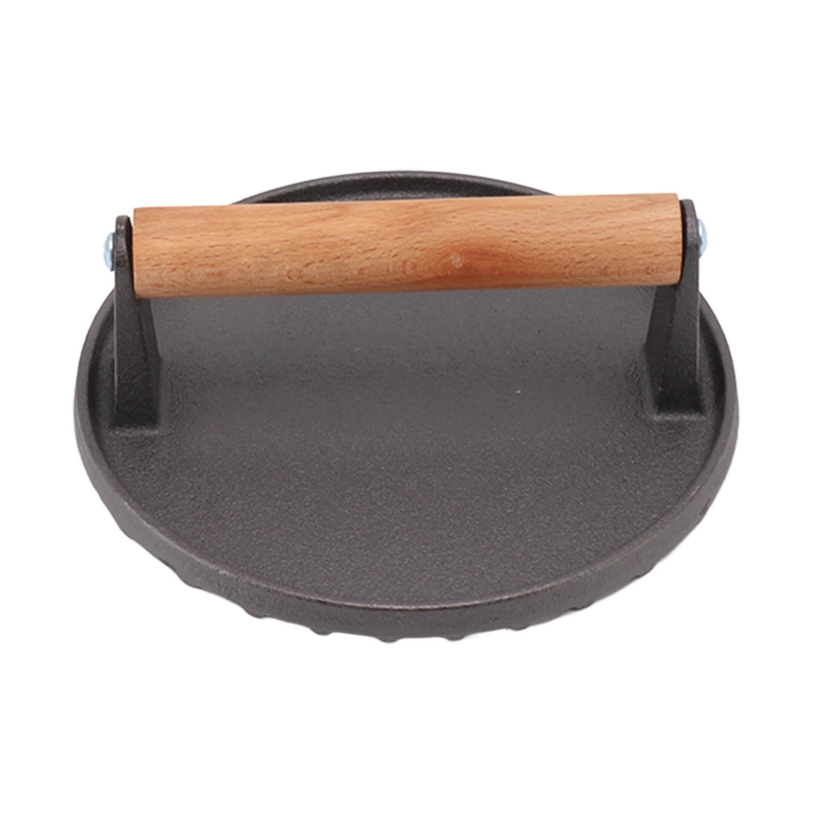 Grillpresse Aus Gusseisen Mit Komfortablem Holzgriff, Runde Fleischpresse Für Grillhamburger Und Speck