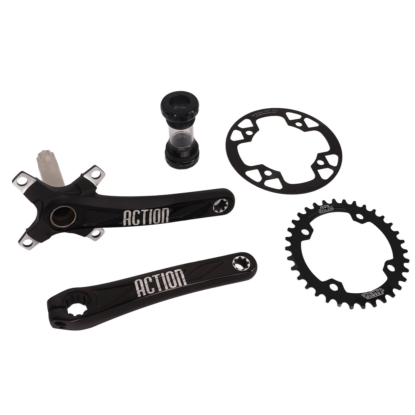 170 Mm Kurbelgarnitur Aus Aluminiumlegierung, 104 Mm Lochkreisdurchmesser, Tretlager, Narrow/wide 34-zahn-kettenblatt, 32-34-zahn-kettenblattschutz Für Rennräder Und Mountainbikes.